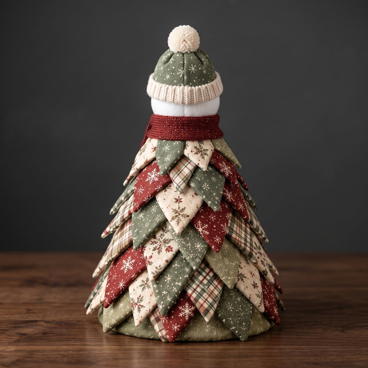 Patchwork Snowman Tree Sewing Pattern PDF | Folded Fabric Christmas Tree with Snowman Head | 45 cm / 17.7 in | Full Size Templates