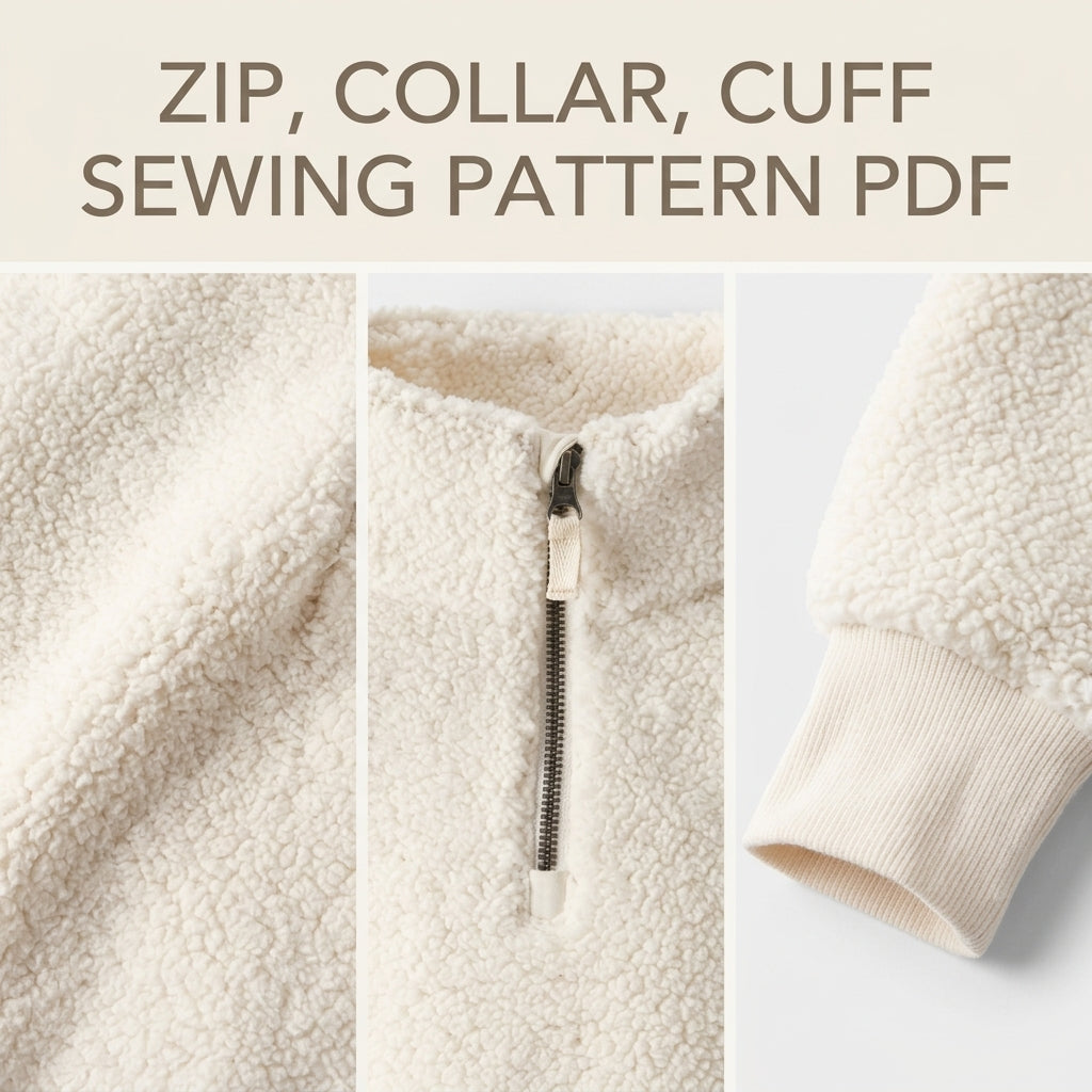 Kids Sherpa Half Zip Pullover Sewing Pattern PDF – Fleece Sweatshirt