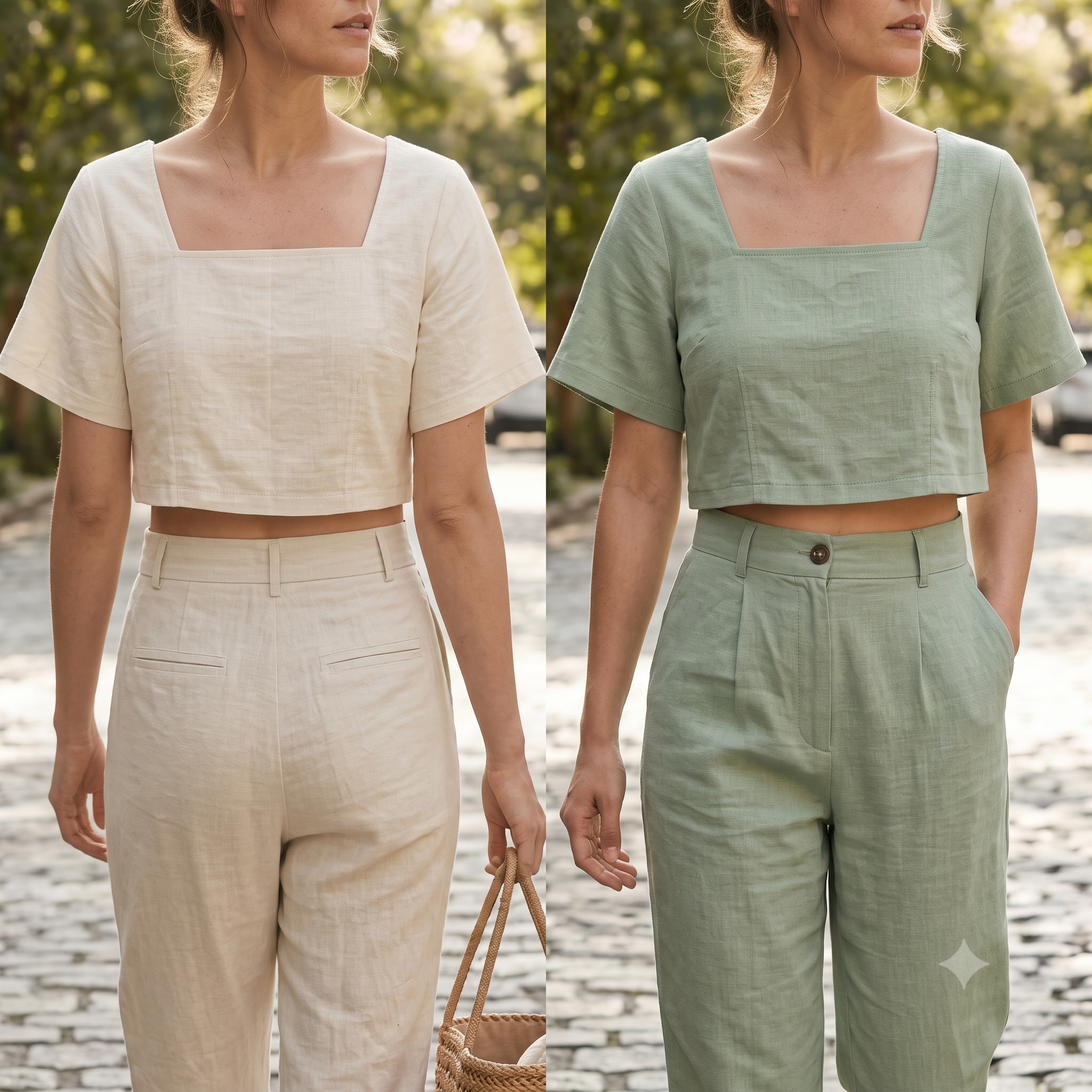 Square neck crop top sewing sattern pdf, Linen Top Pattern Women, Summer Blouse Pattern, Minimalist Top XS XXL, US 0-22