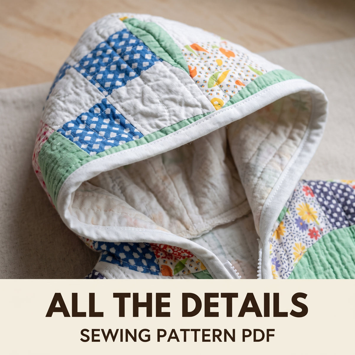Kids Quilt Jacket Sewing Pattern PDF, Hooded Zip Jacket from a Vintage Quilt with Pockets, Sizes 2 to 12