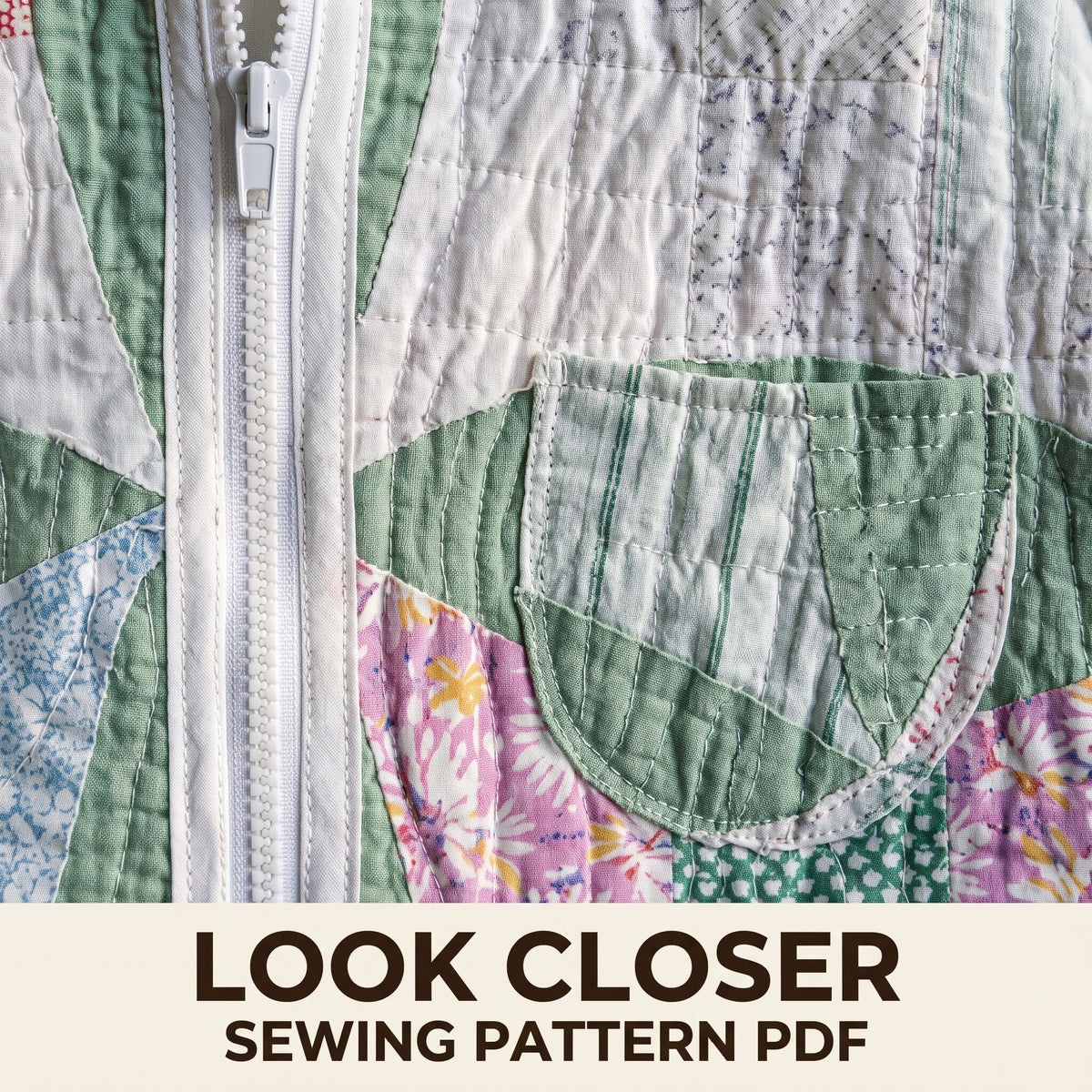 Kids Quilt Jacket Sewing Pattern PDF, Hooded Zip Jacket from a Vintage Quilt with Pockets, Sizes 2 to 12