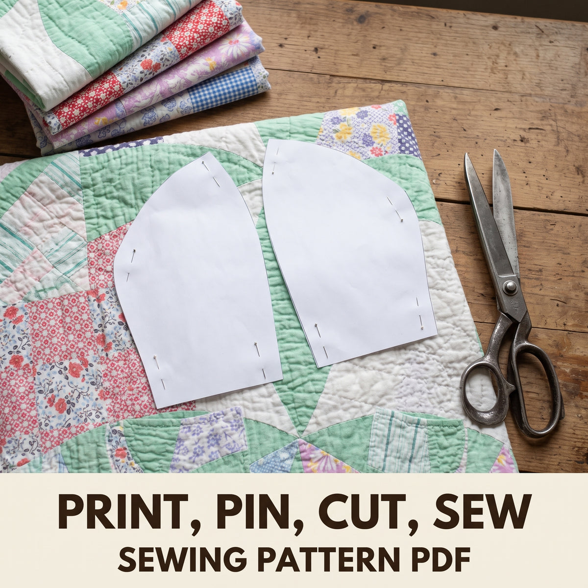 Kids Quilt Jacket Sewing Pattern PDF, Hooded Zip Jacket from a Vintage Quilt with Pockets, Sizes 2 to 12