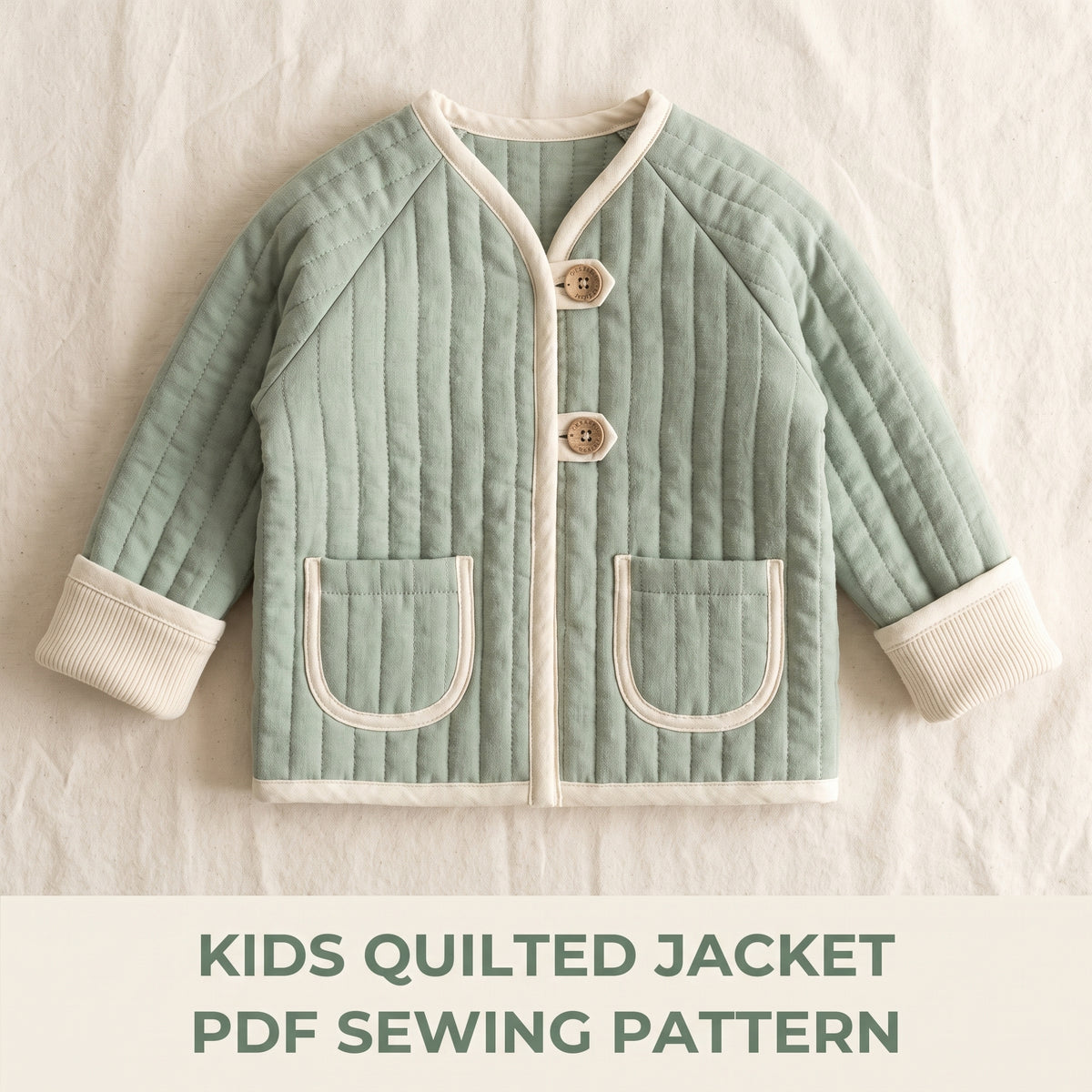 Kids Quilted Jacket Sewing Pattern | Unisex Raglan Jacket, Ages 1 to 12 | Bias Bound Edges, No Serger Needed | Instant PDF