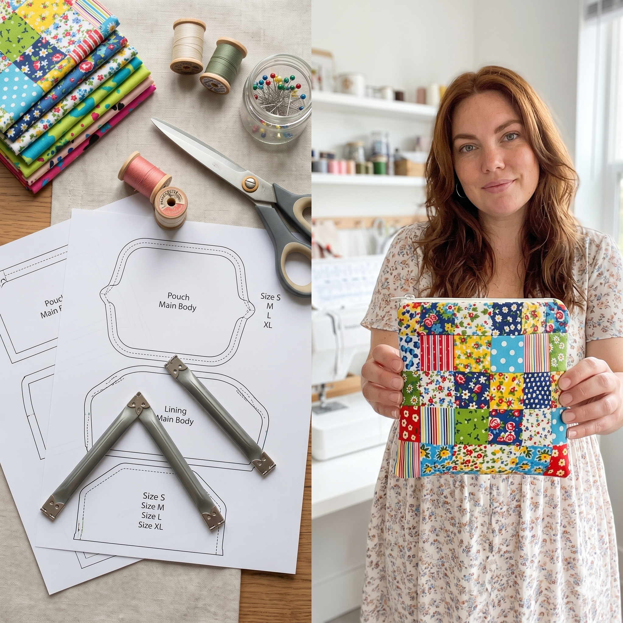 Flex Frame Pouch Sewing Pattern PDF – 4 Sizes, Easy Snap Pouch, Coin Purse, Glasses Case