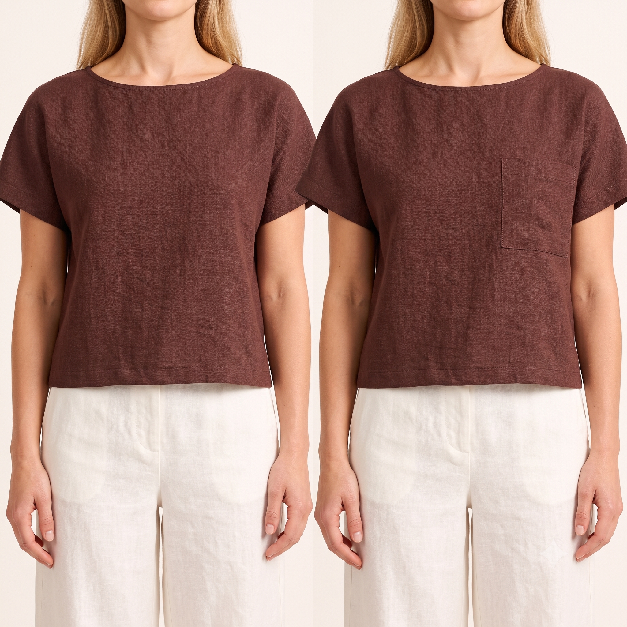 The Linen Boxy Top — PDF Sewing Pattern | With or Without Pocket | Sizes S-3XL