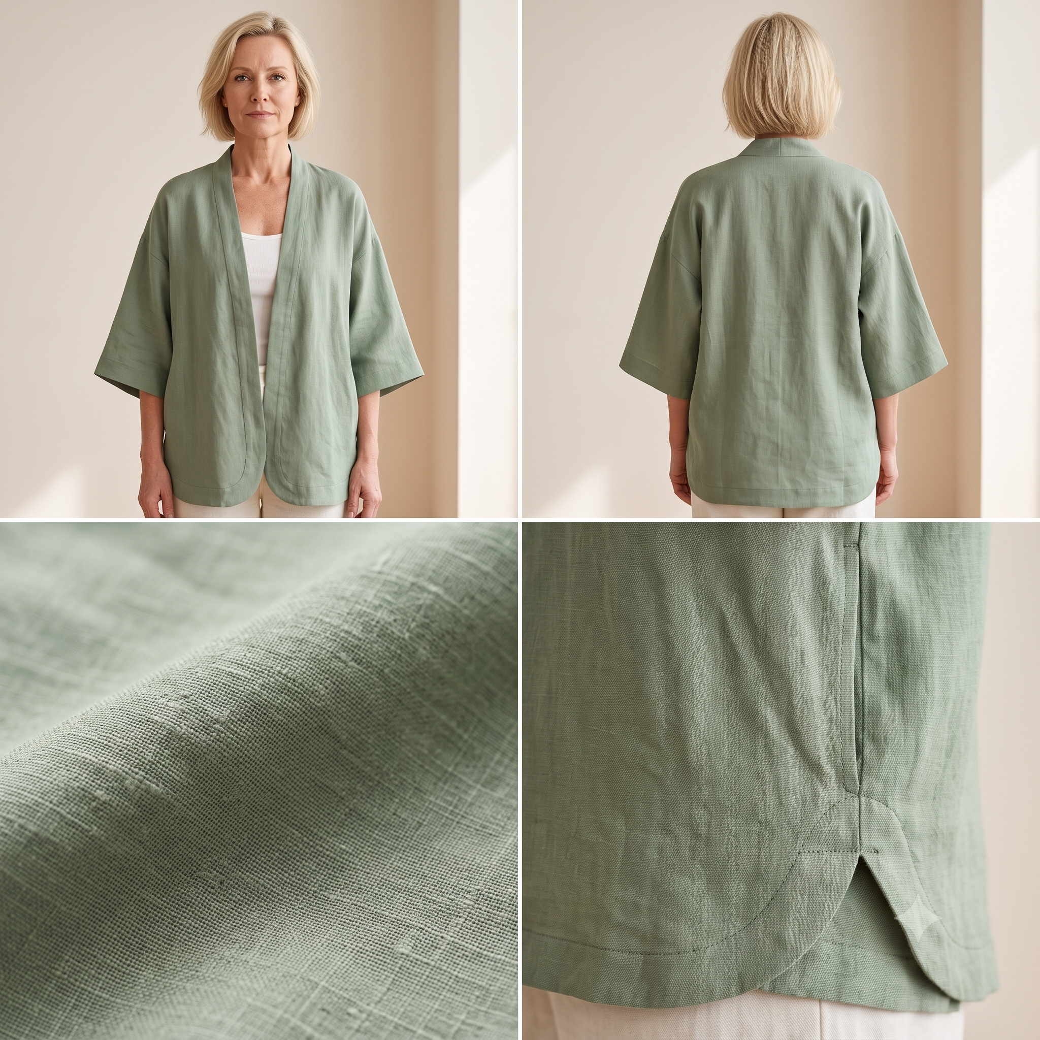 Women's Kimono Shirt Sewing Pattern PDF, Oversized Half Sleeve Top, Kimono Jacket, Relaxed Linen Shirt, Beginner Friendly, Sizes XXS–5XL
