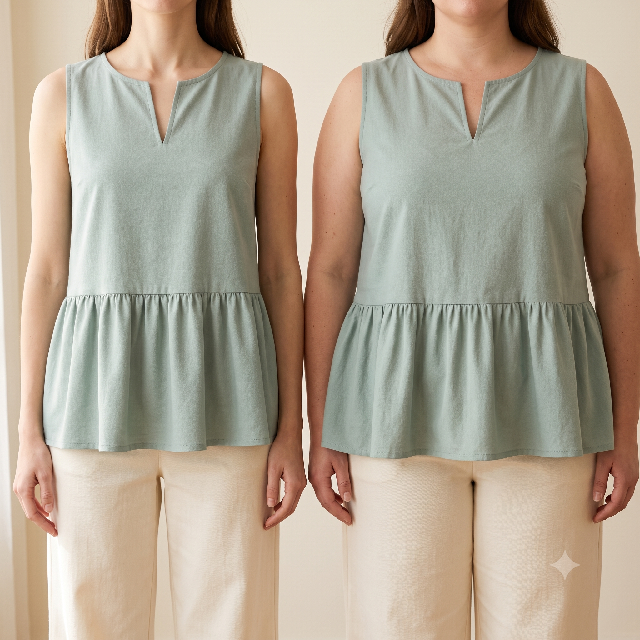 Bella Peplum Top Sewing Pattern | Sleeveless Ruffle Hem Blouse PDF | Women's Summer Top | US 4-20, UK 8-24, EU 36-52 | A4 A0 US Letter
