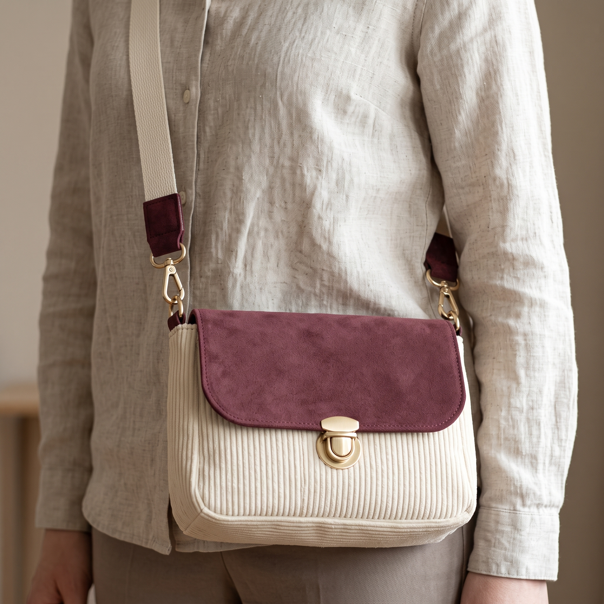 Crossbody Bag Sewing Pattern PDF | Curved Shoulder Bag with Turn Lock Flap | Zip Pockets | 48 Page Tutorial | Instant Download