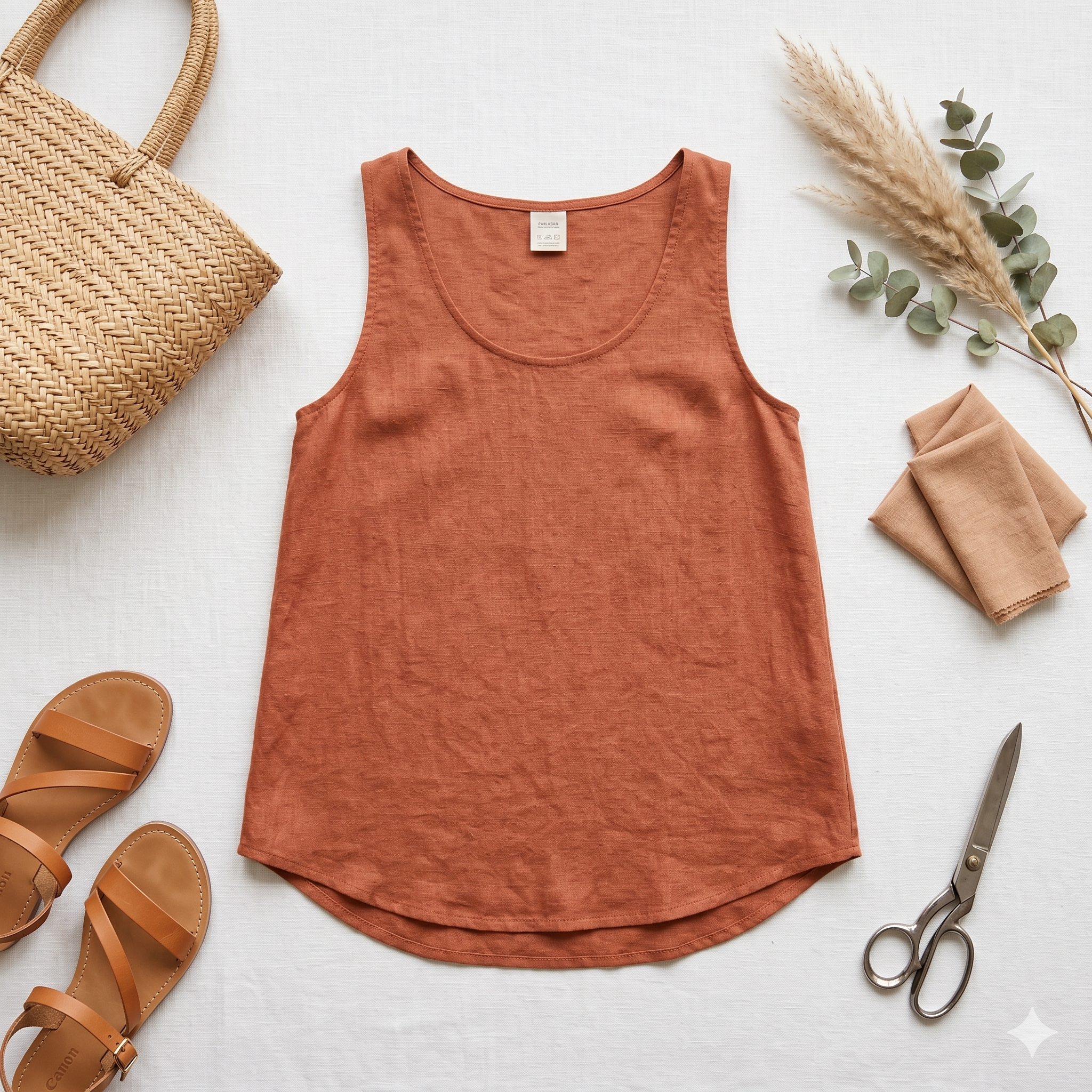 Linen Tank Top Sewing Pattern PDF | A-Line Scoop Neck Top Pattern for Women, Easy Summer Tank, Beginner, Sizes XS-5XL, Instant Download