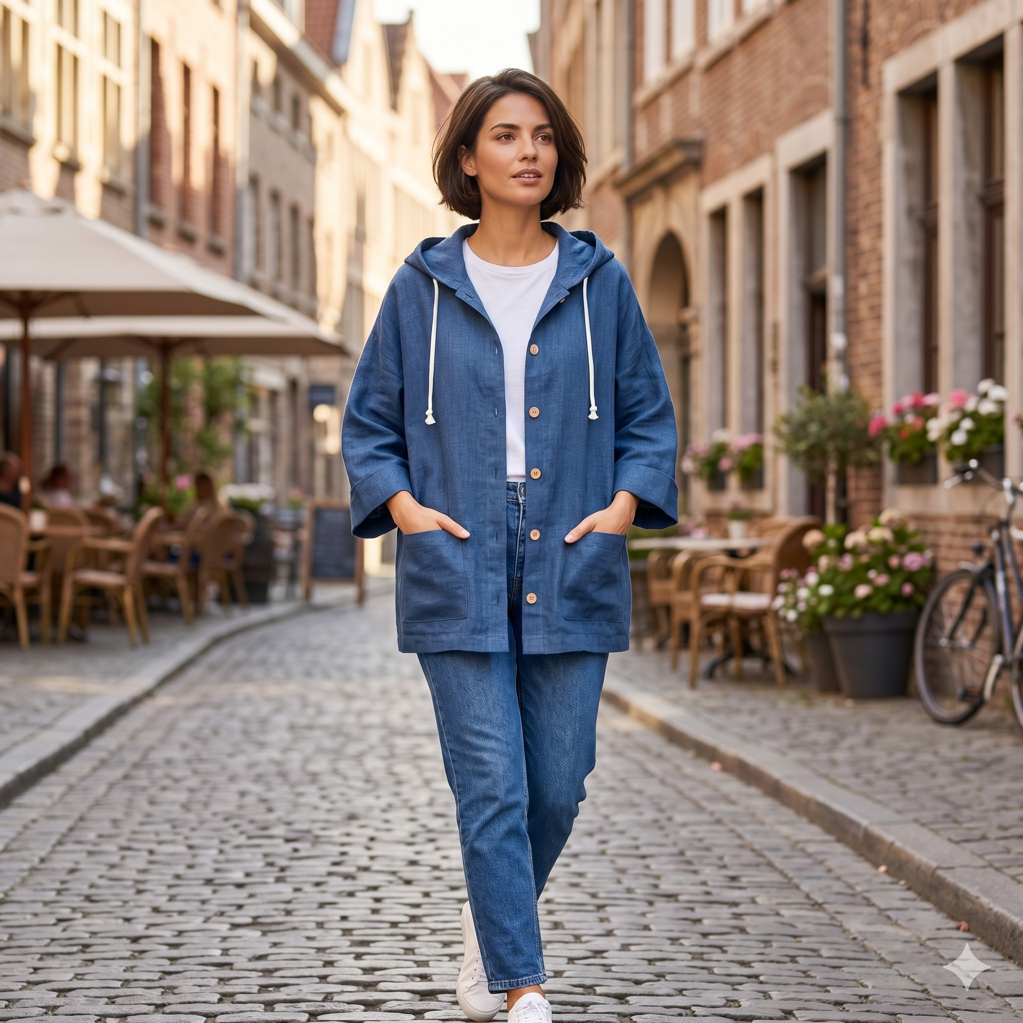 Hooded Jacket Sewing Pattern PDF, Linen Oversized Jacket Pattern, Minimalist Women Coat Pattern, DIY Sewing Pattern, Instant Download