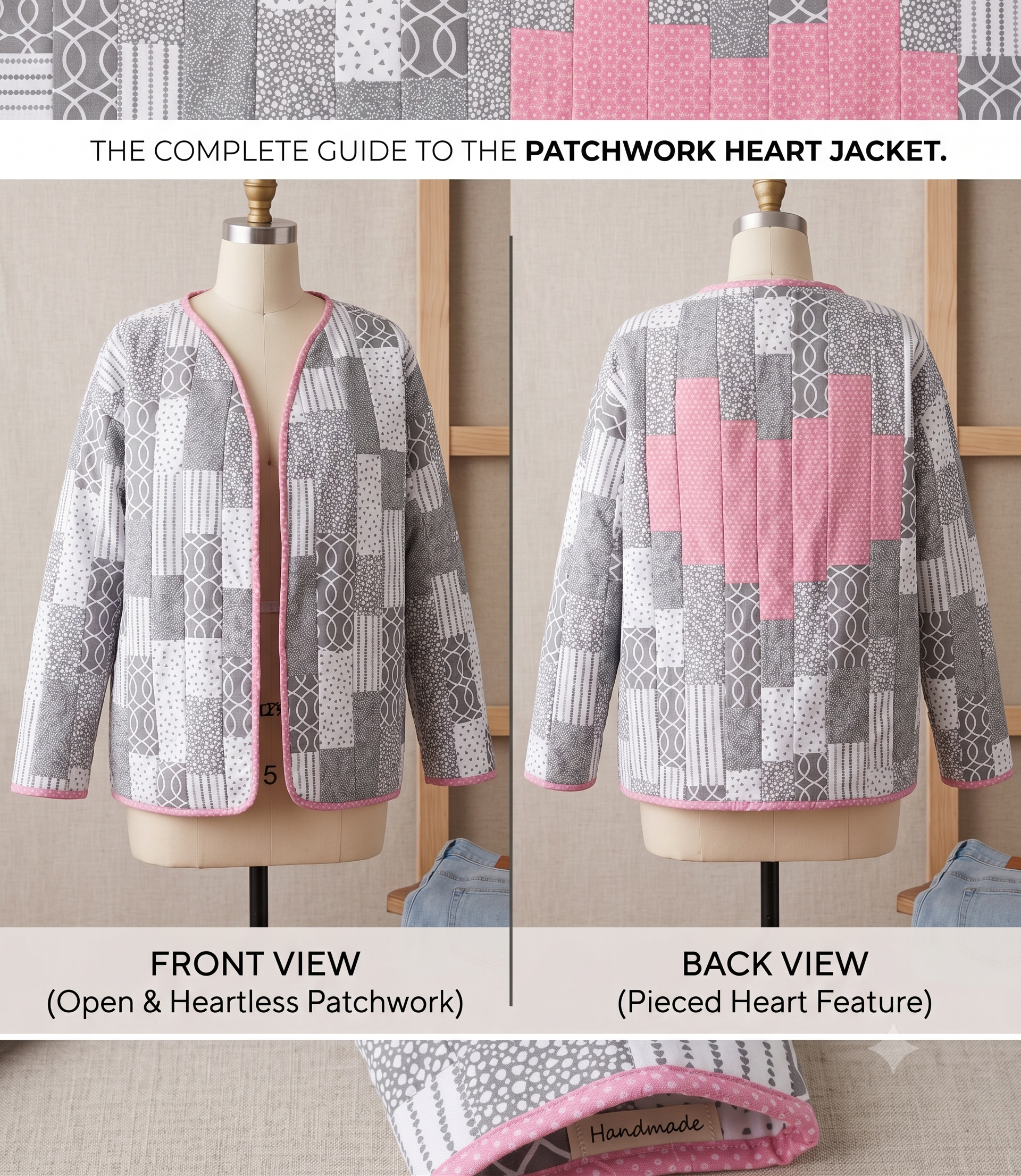 Quilted Patchwork Sweatshirt Jacket — PDF Sewing Pattern