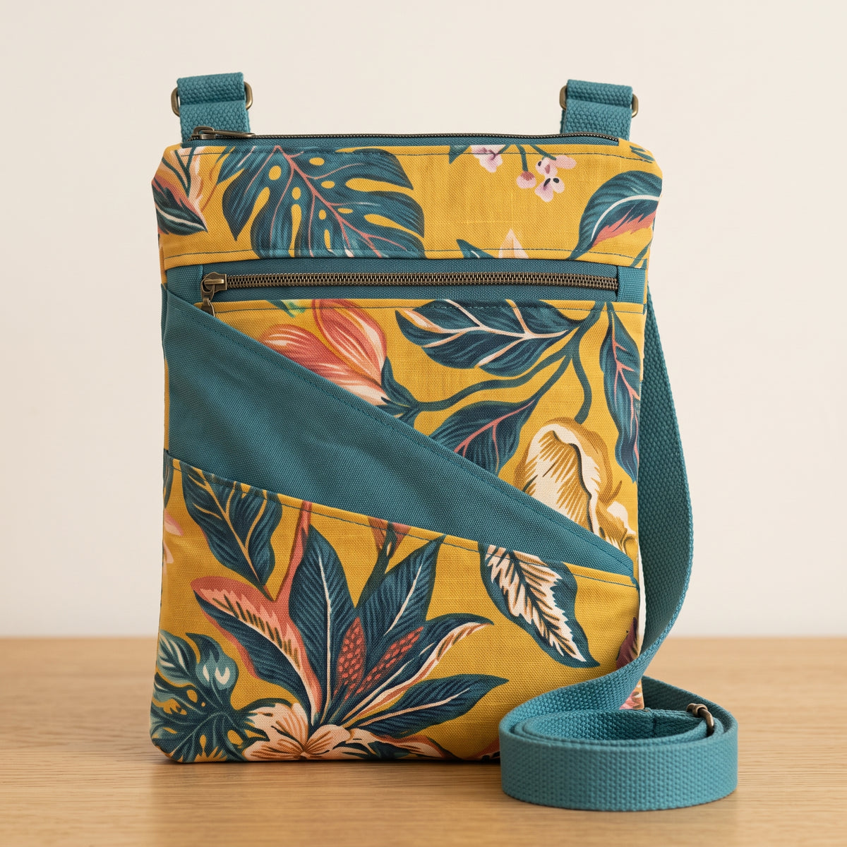Crossbody Bag Sewing Pattern | Flat Travel Bag with Three Zipped Pockets | Adjustable Strap | A4 & US Letter PDF | Instant Download