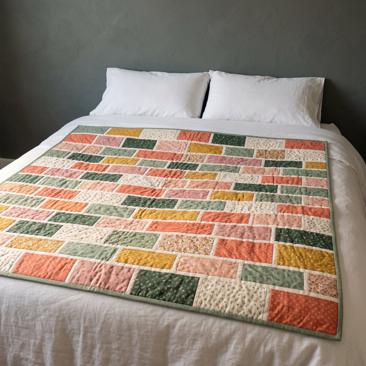 Brick Path Quilt Pattern PDF, Layer Cake Brick Quilt, 10 Inch Squares, 5 Sizes Baby to King, Beginner Quilt
