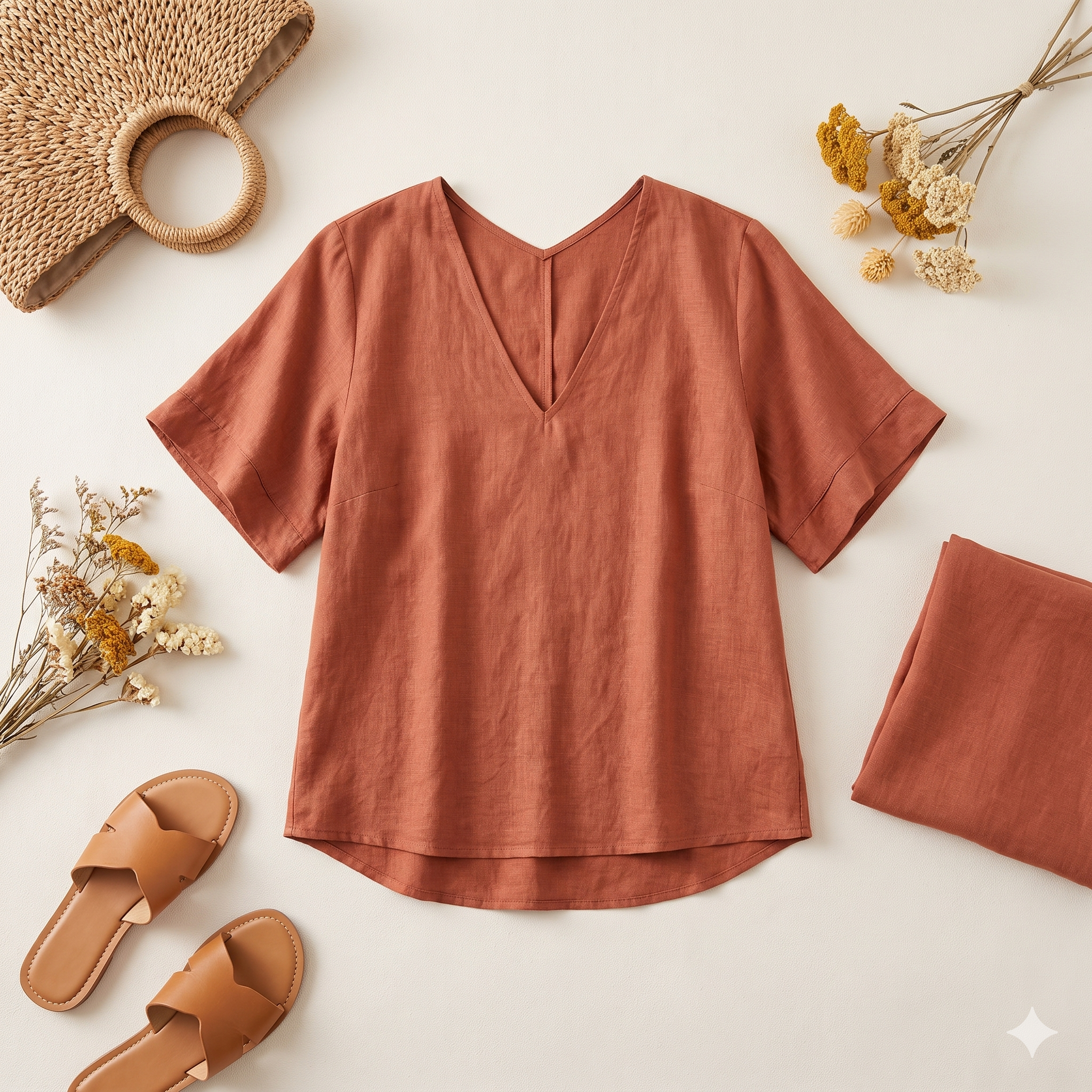 Linen Flared Sleeve Blouse Sewing PatternVintage V-Neck Top (XS-4XL) (PDF Pattern,Dijital Download)