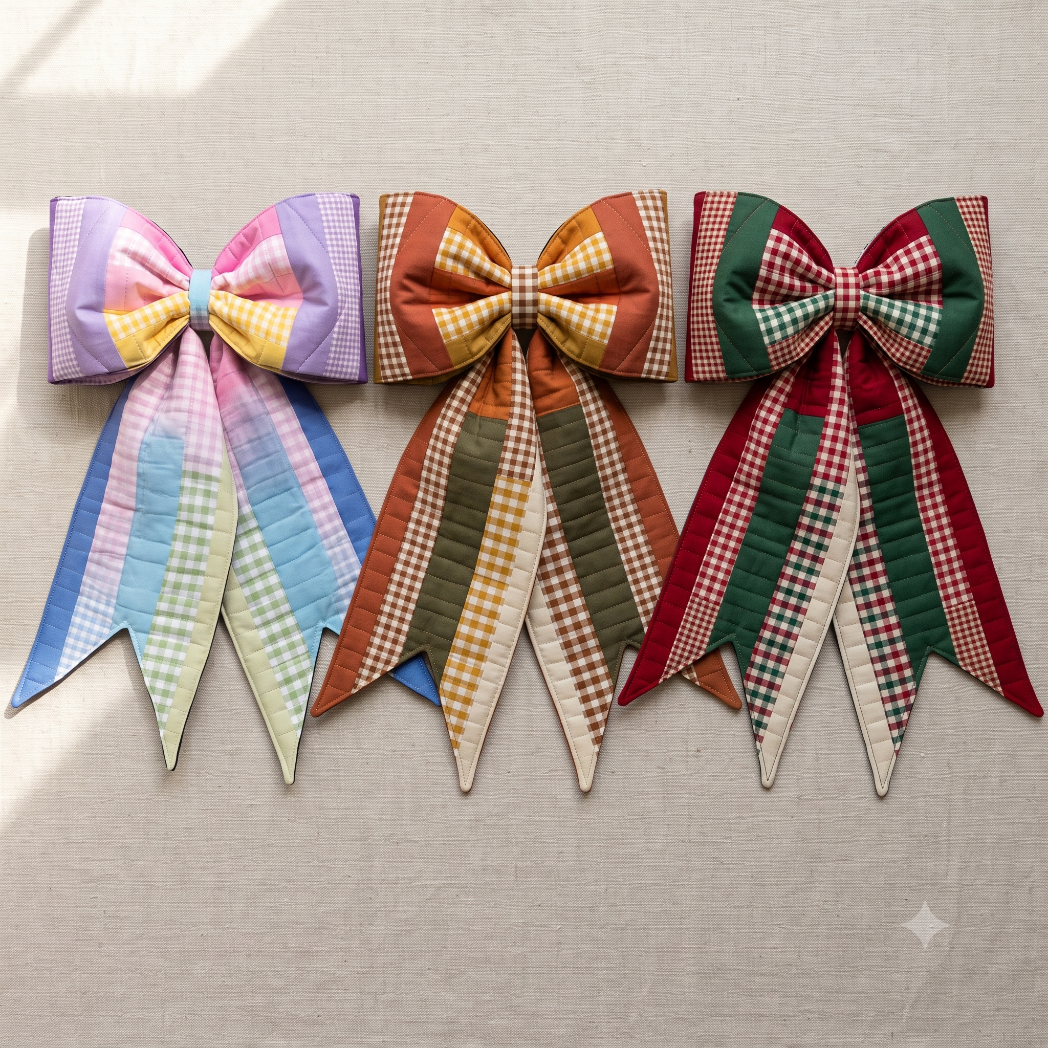 Giant Quilted Bow Sewing Pattern | Jelly Roll Bow Pattern | Reversible Door Bow | 3 Style Options | Instant Download