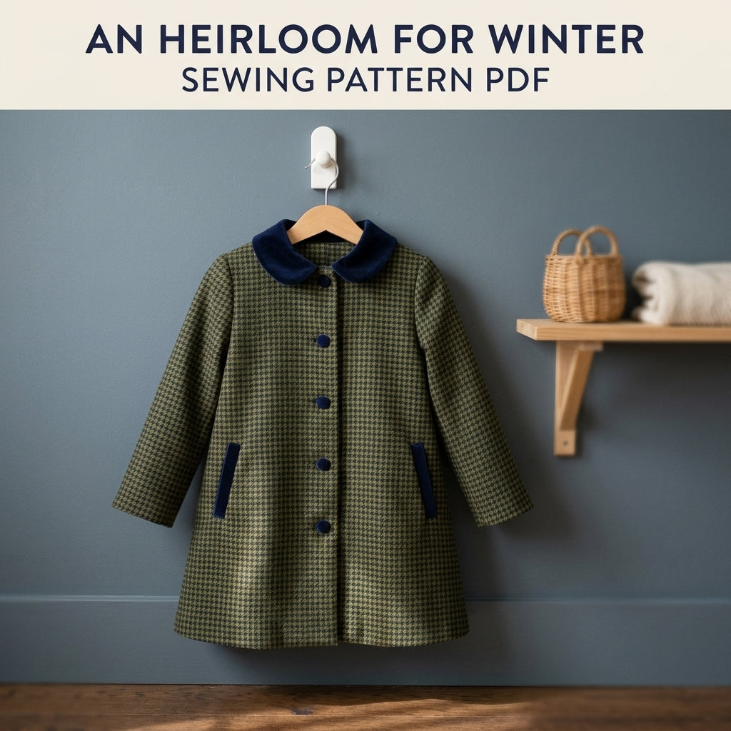 Girls Houndstooth Coat Sewing Pattern PDF – Double Breasted Peter Pan Collar Coat