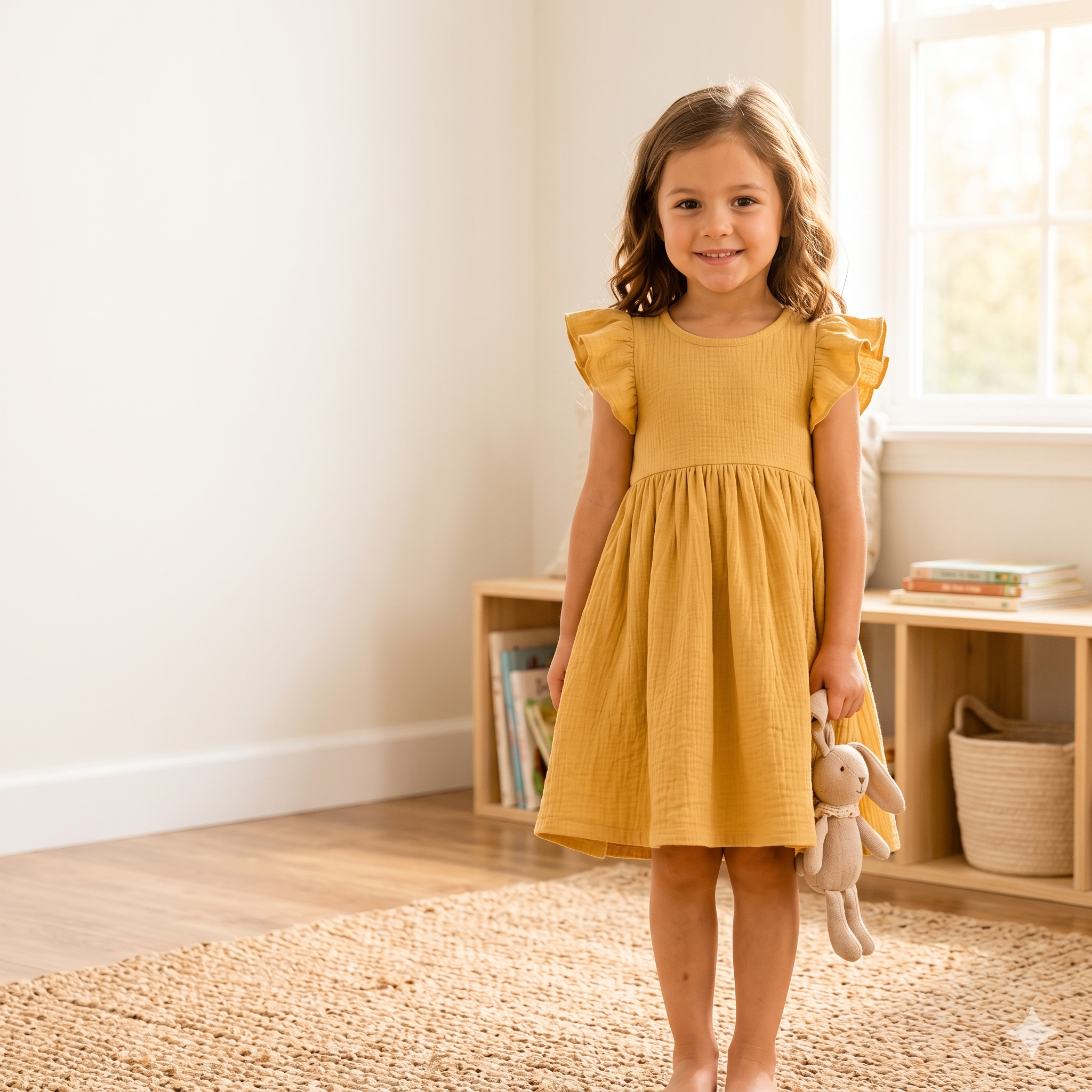 Girls Dress Sewing Pattern PDF | Flutter Sleeve Dress Pattern for Kids, Gathered Skirt Toddler Dress, Beginner, Ages 1-10Y, Instant Download