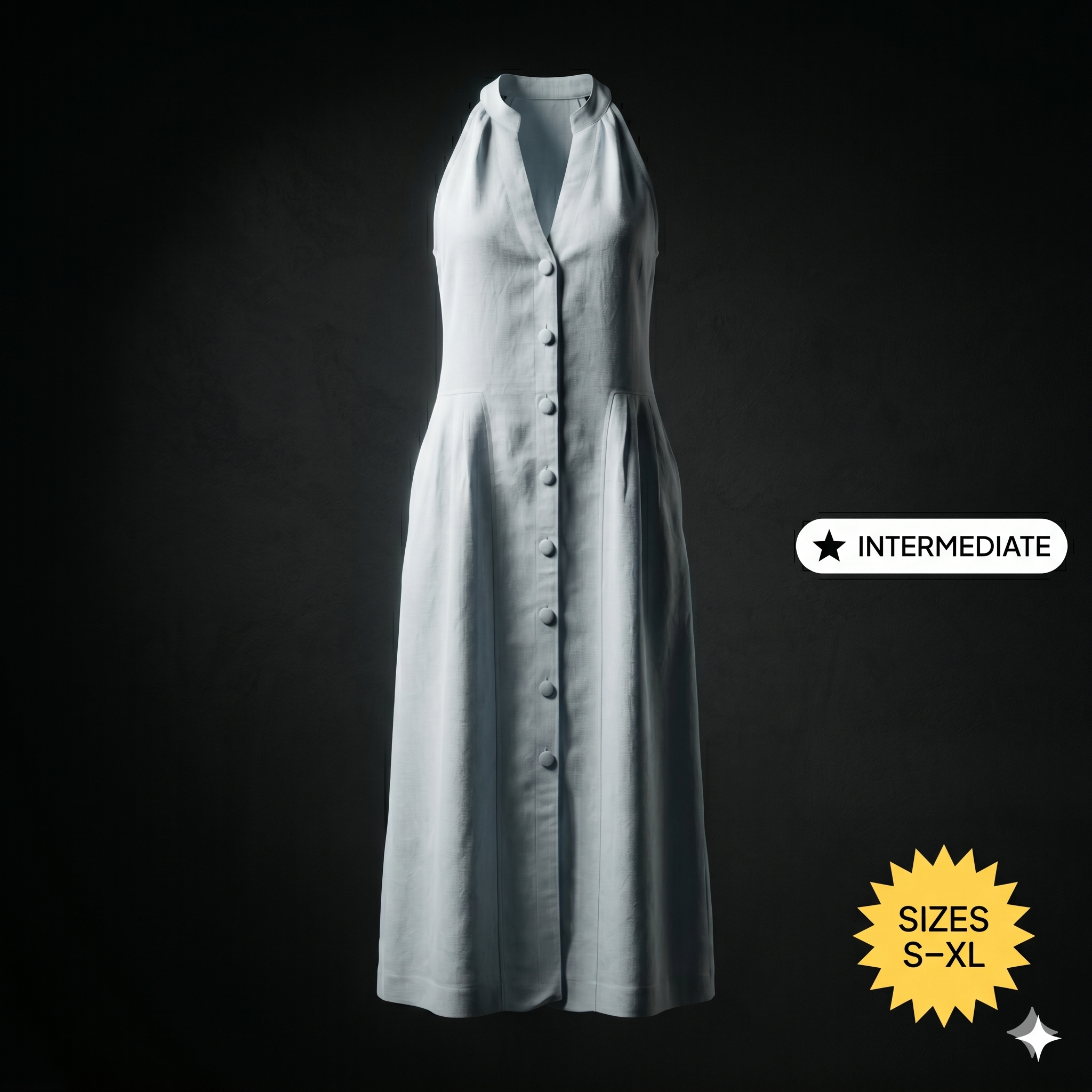 ✨ Heleninha Button-Front Halter Maxi Dress – Instant Download PDF Sewing Pattern