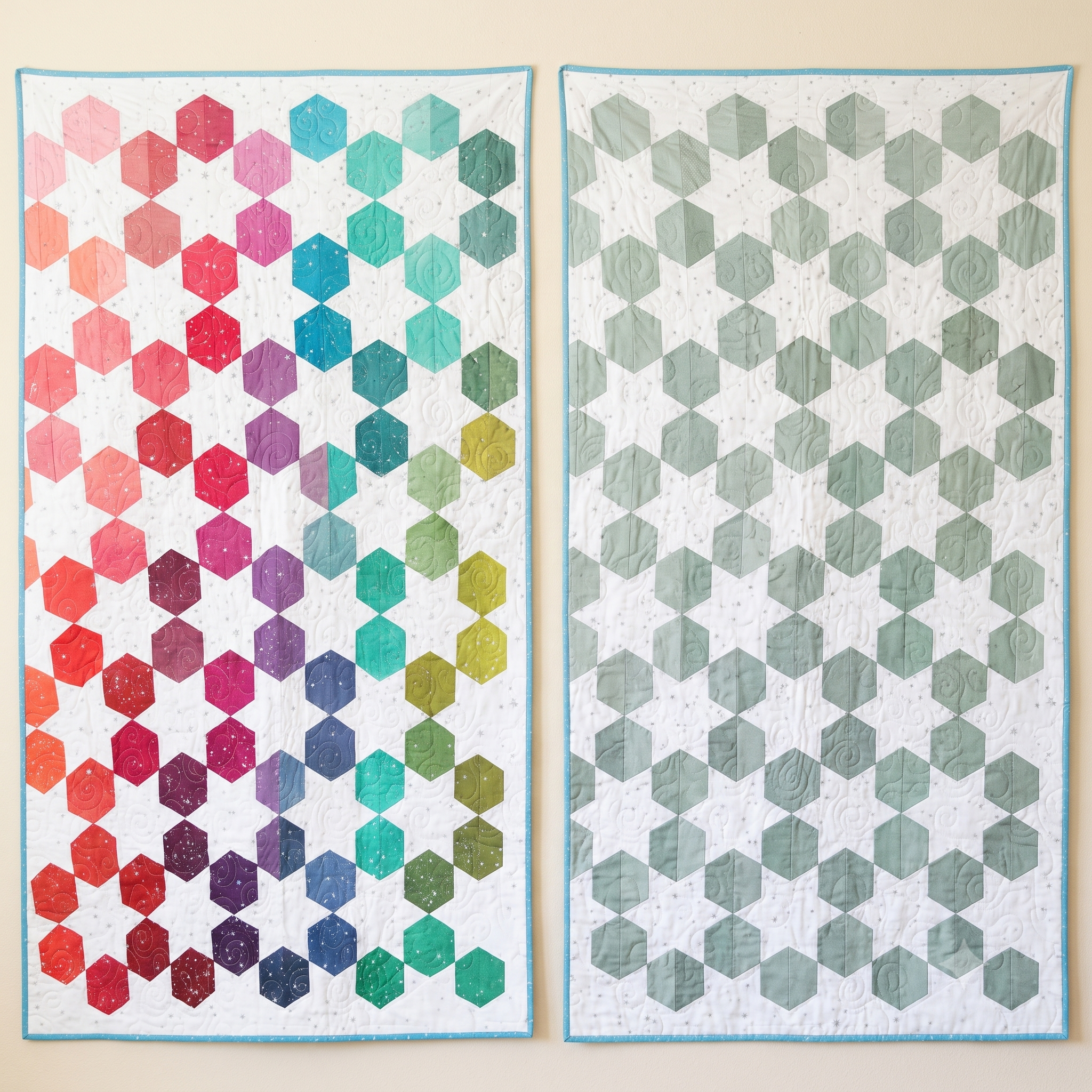 Jelly Roll Hexagon Quilt Pattern | Scrappy Ombre Throw Quilt PDF | Easy Hexie Quilt No Y Seams | Instant Download