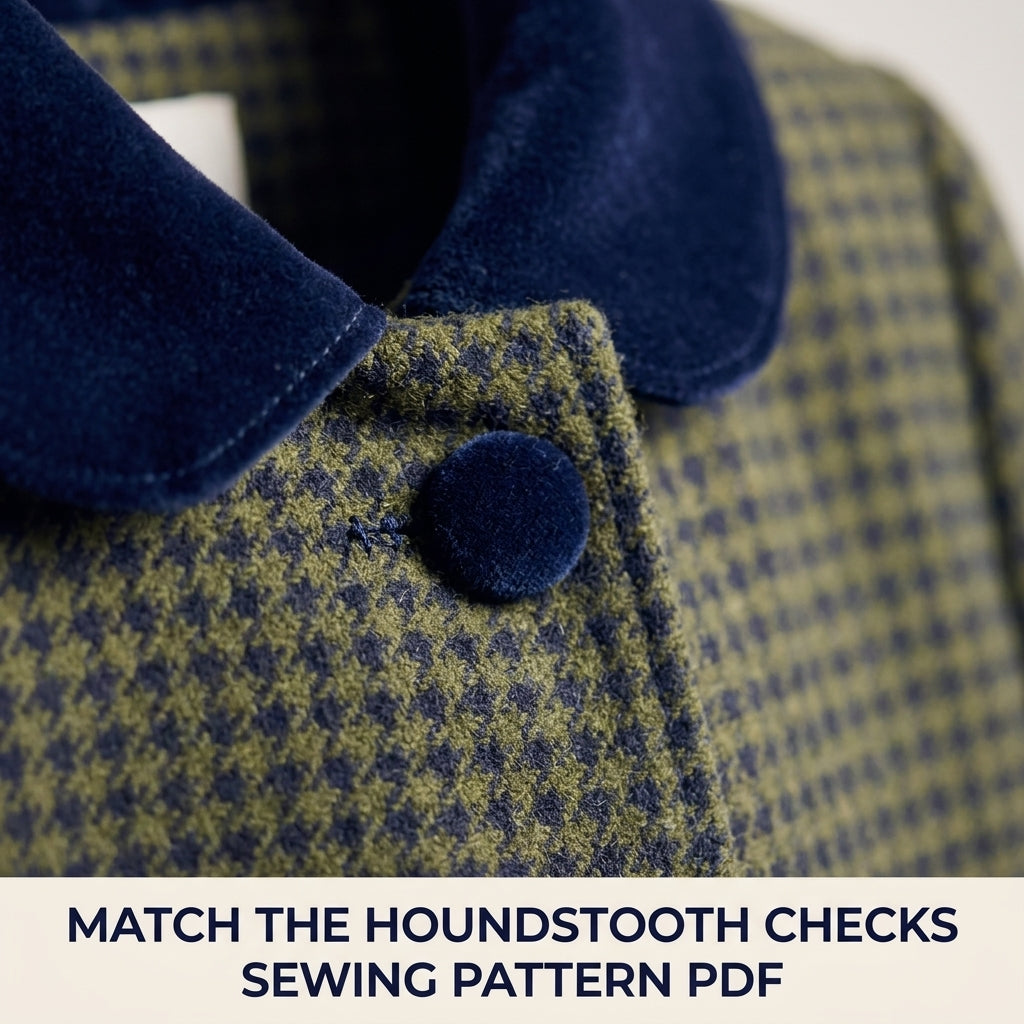 Girls Houndstooth Coat Sewing Pattern PDF – Double Breasted Peter Pan Collar Coat
