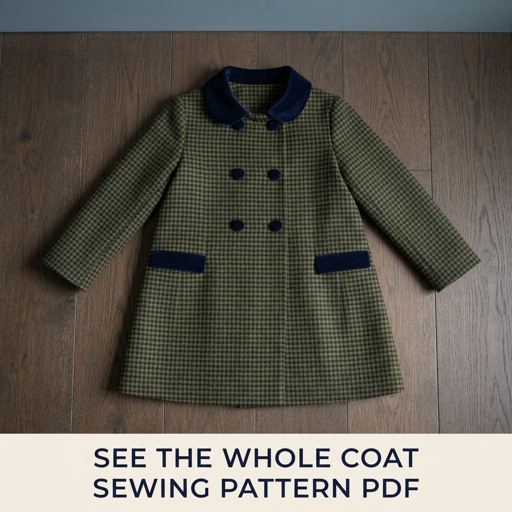 Girls Houndstooth Coat Sewing Pattern PDF – Double Breasted Peter Pan Collar Coat