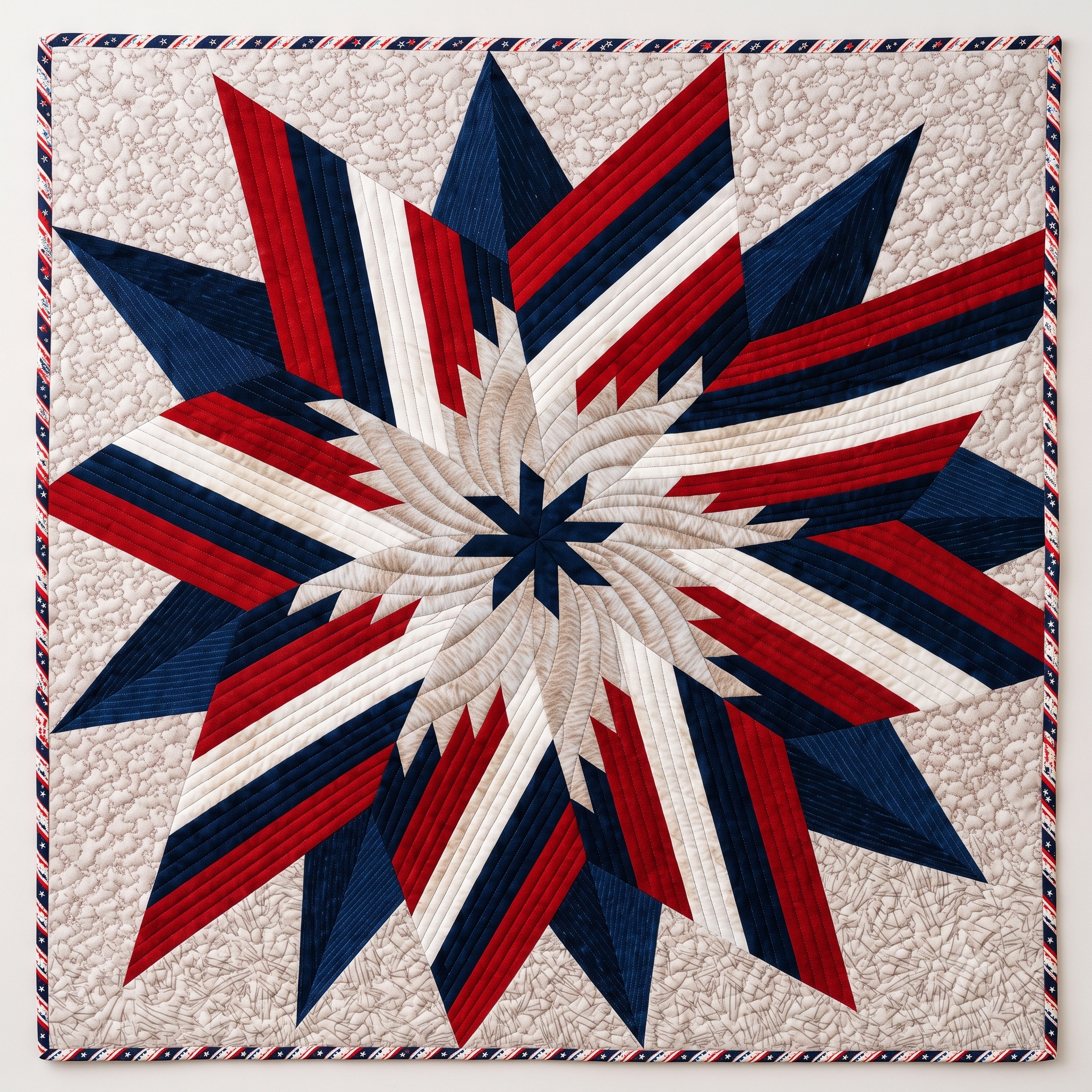 Ironbound Compass Star Quilt Pattern – Liberation Day - Patriotic Red White Blue Quilt PDF