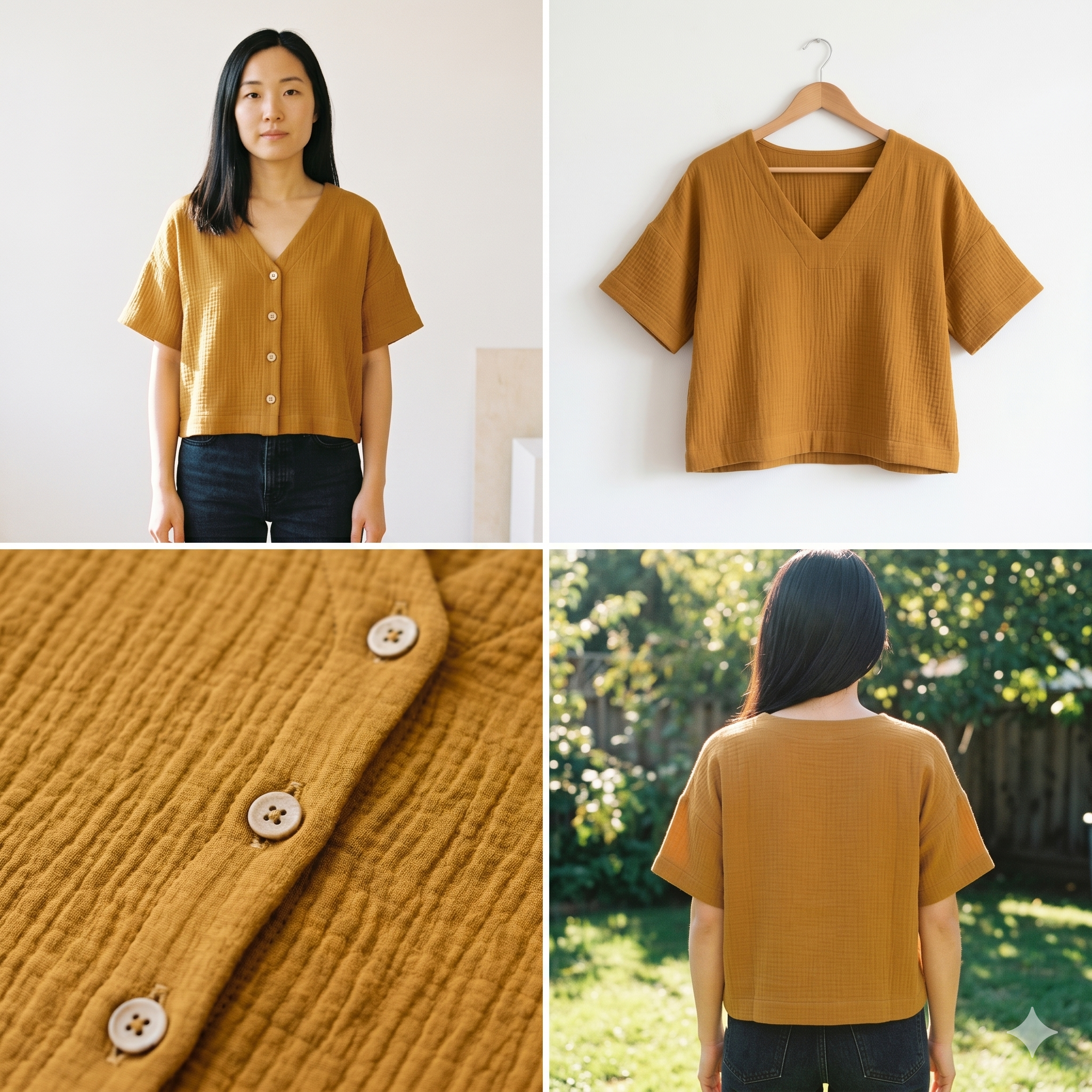 Jarvis V-Neck Blouse Sewing Pattern: Knit or Woven (Digital PDF) (EU 34-52 US 4-22)
