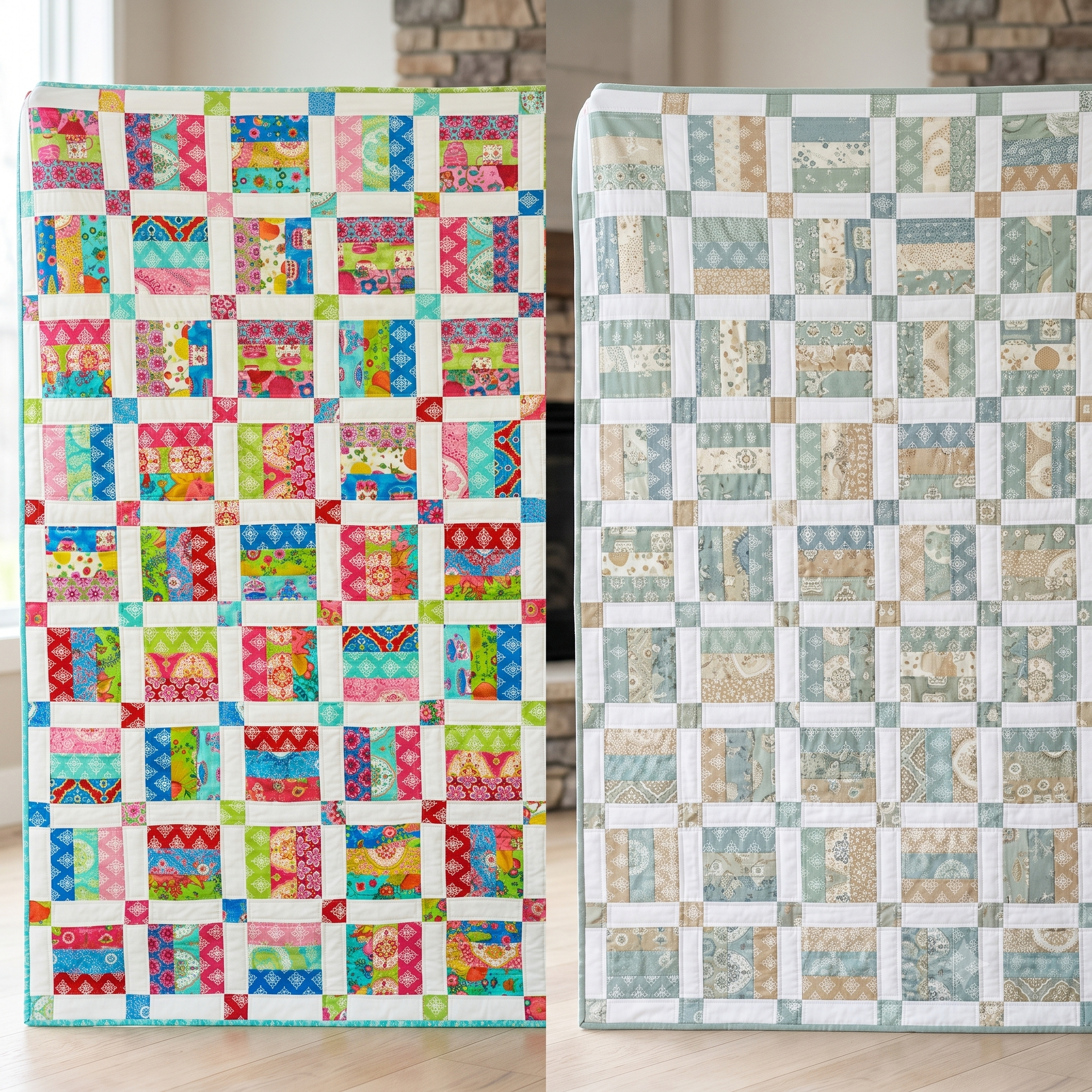 Jelly Roll Quilt Pattern PDF, Easy Strip Quilt Pattern, 6 Sizes Baby to King, Beginner Quilt Pattern Instant Download