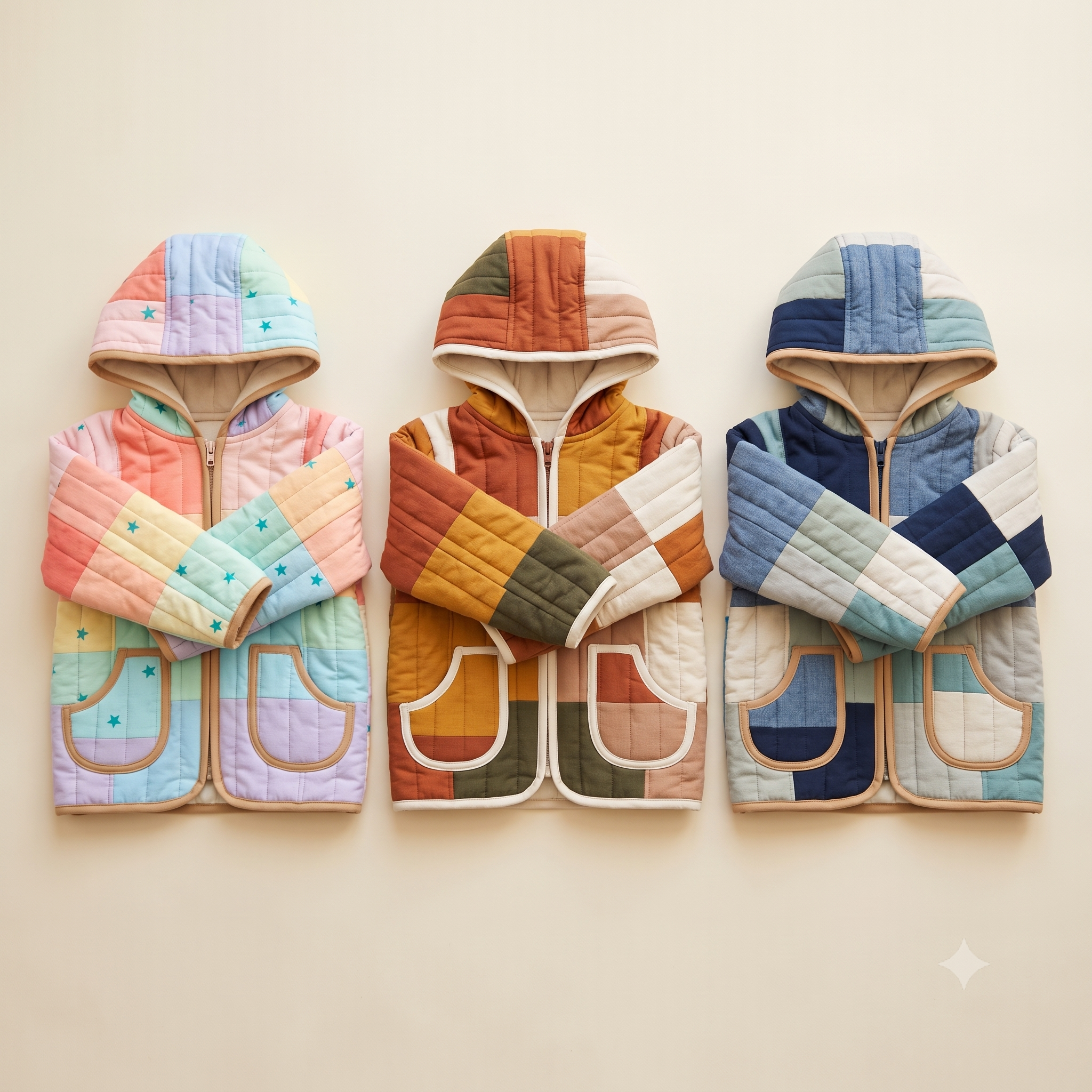 Kids Quilted Hoodie Jacket Sewing Pattern | 12 Sizes, 6 Months to 12 Years | PDF | A0, A4 & US Letter