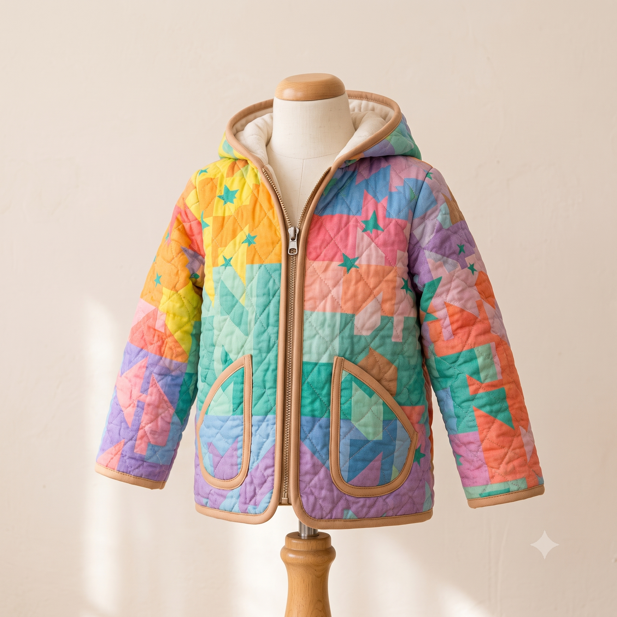 Kids Quilted Hoodie Jacket Sewing Pattern | 12 Sizes, 6 Months to 12 Years | PDF | A0, A4 & US Letter