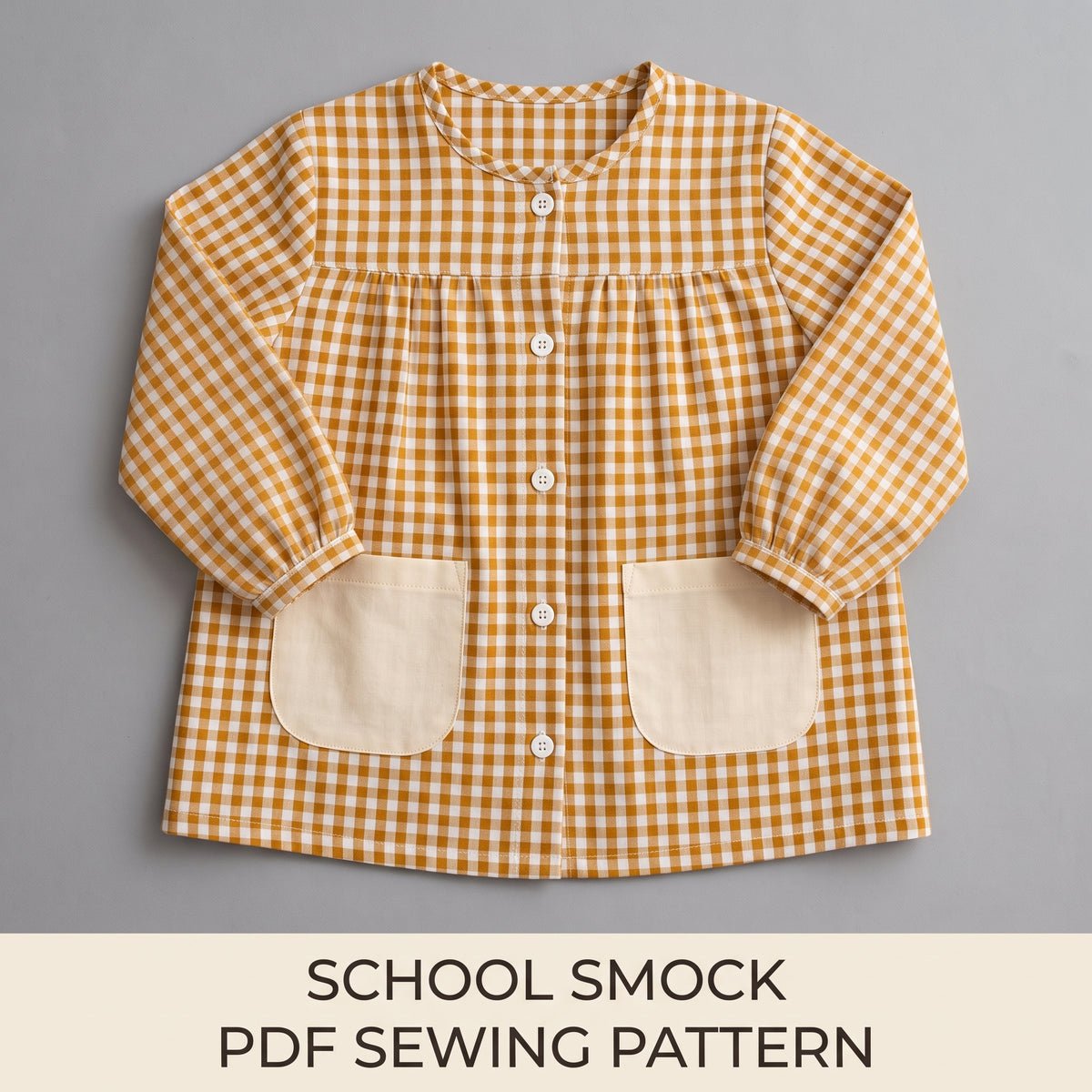 School Smock Sewing Pattern PDF | Kids Art Smock & Apron with Buttons | Sizes 1-6 Years | A4, A0 & Projector