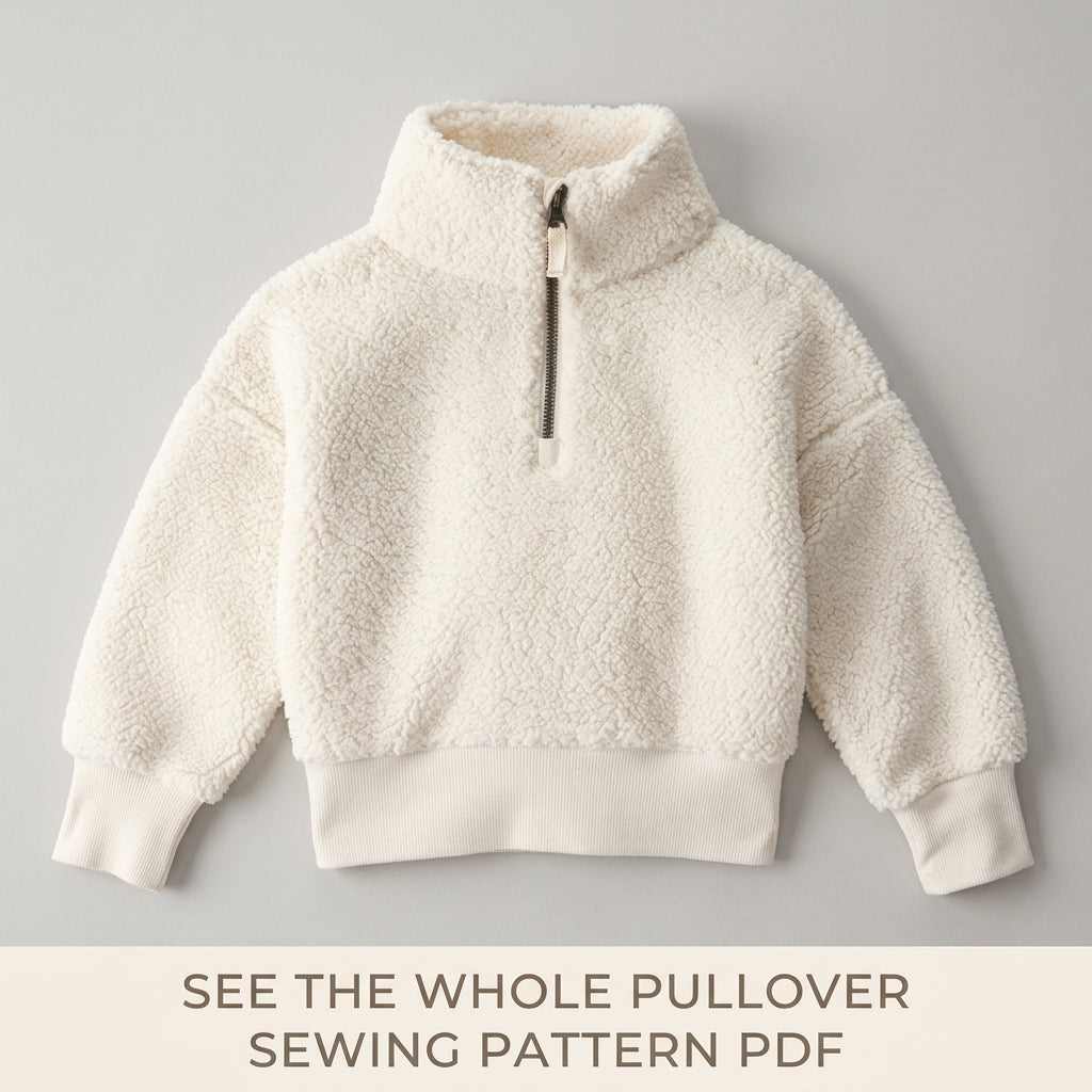 Kids Sherpa Half Zip Pullover Sewing Pattern PDF – Fleece Sweatshirt