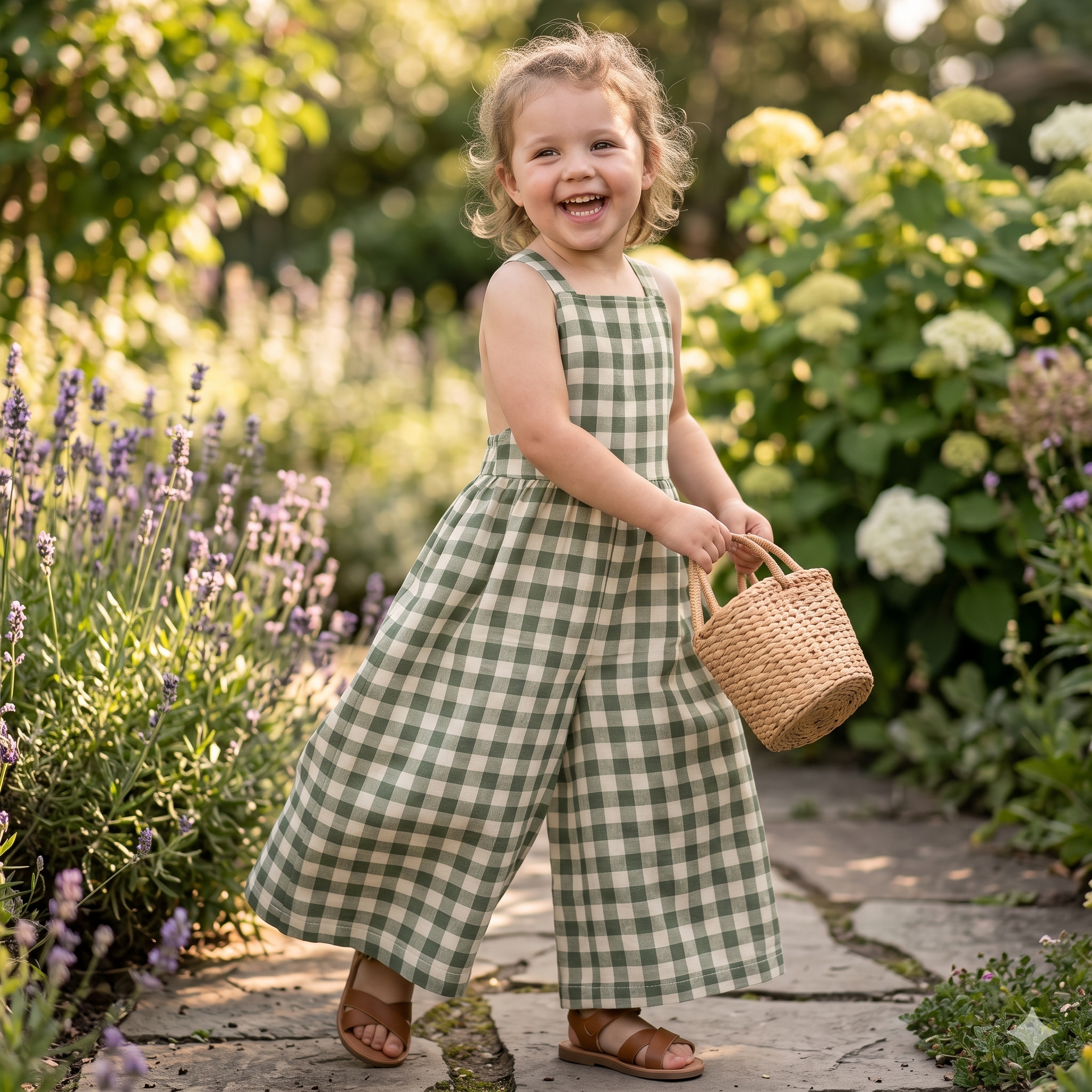 Kids Cross-Back Jumpsuit — Sewing Pattern (PDF) | Wide-Leg Toddler Romper 2Y–12Y