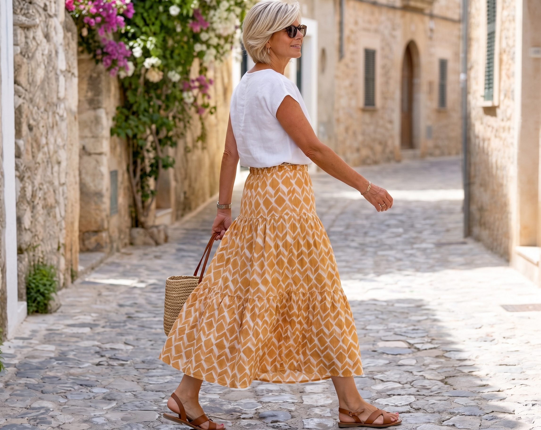 LAGUNE Skirt Sewing Pattern PDF, Elastic Waist Skirt, Short or Maxi Skirt, Button Front Ruffle Skirt, Video Tutorial, Bilingual FR/EN, Sizes 32–52