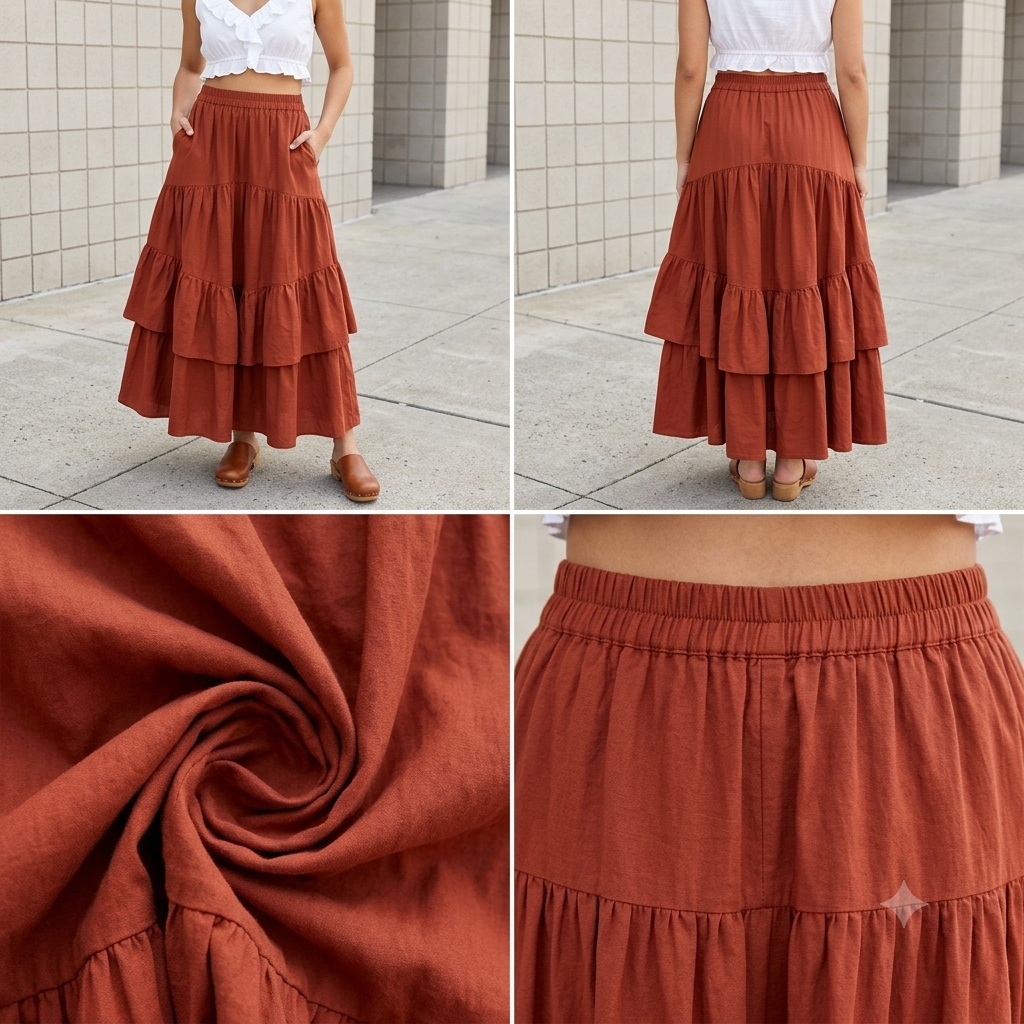 LAGUNE Skirt Sewing Pattern PDF, Elastic Waist Skirt, Short or Maxi Skirt, Button Front Ruffle Skirt, Video Tutorial, Bilingual FR/EN, Sizes 32–52