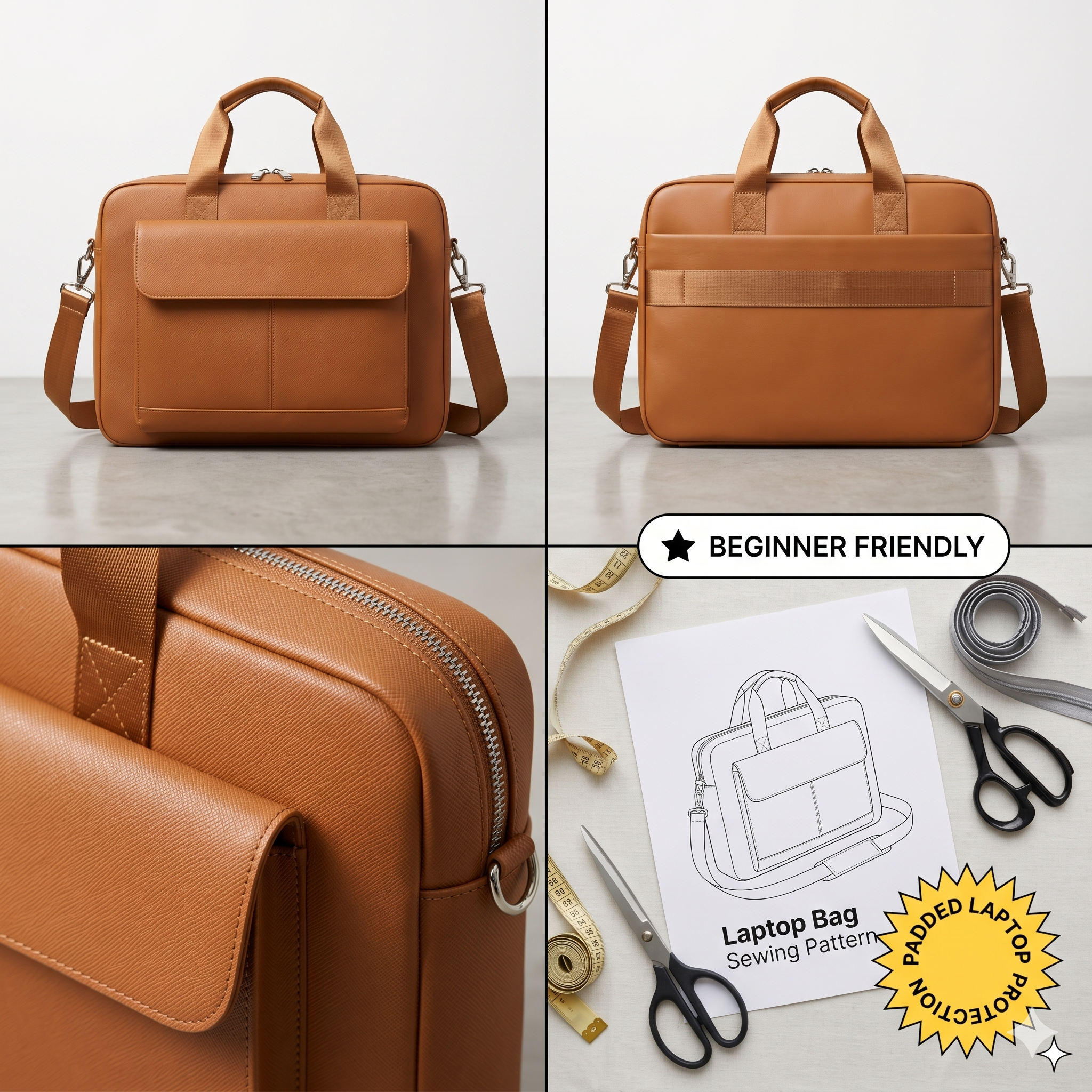 Laptop Bag Sewing Pattern | Bag Pattern | Beginner Pattern | Briefcase Pattern | Sewing Pattern | PDF Sewing Pattern | Easy Bag Pattern