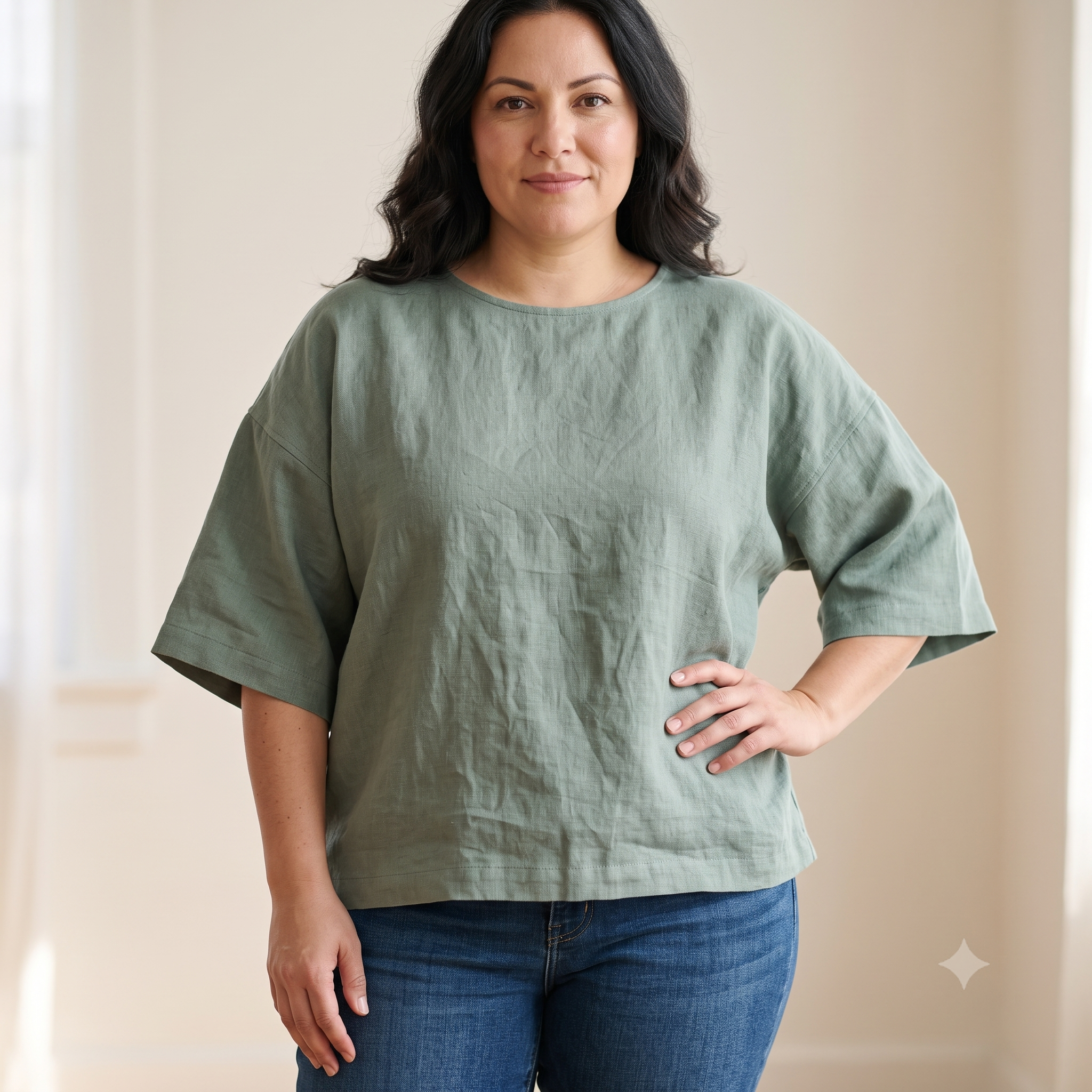 Linen Top Sewing Pattern PDF, Boxy Drop Shoulder Blouse, Easy Beginner Summer Top, Round Neck Loose Fit, XS-XXXL, Instant Download