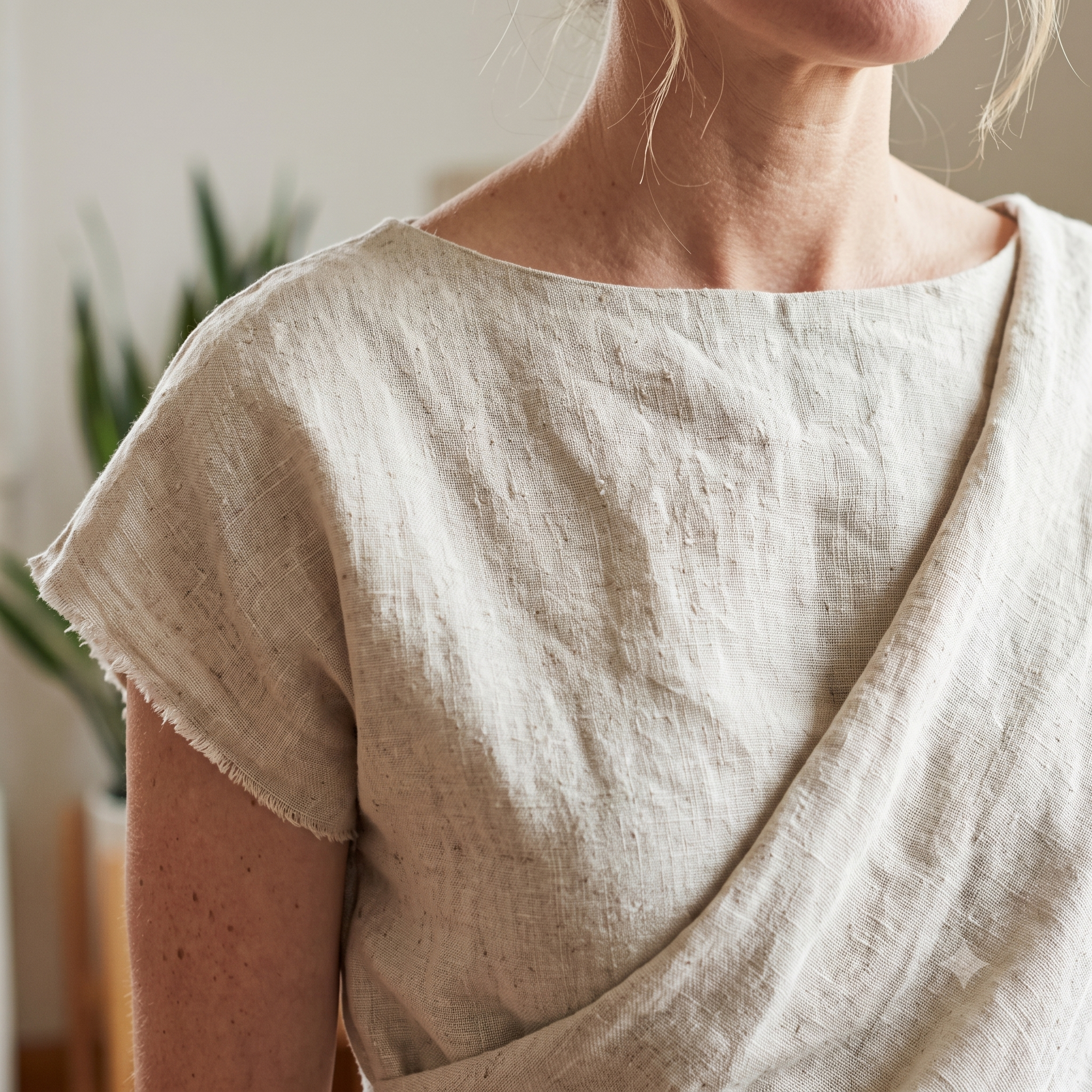 Draped Linen Top Sewing Pattern PDF, Asymmetric Wrap Blouse Pattern, Boat Neck Cap Sleeve Summer Top, US Sizes 0-22, Instant Download