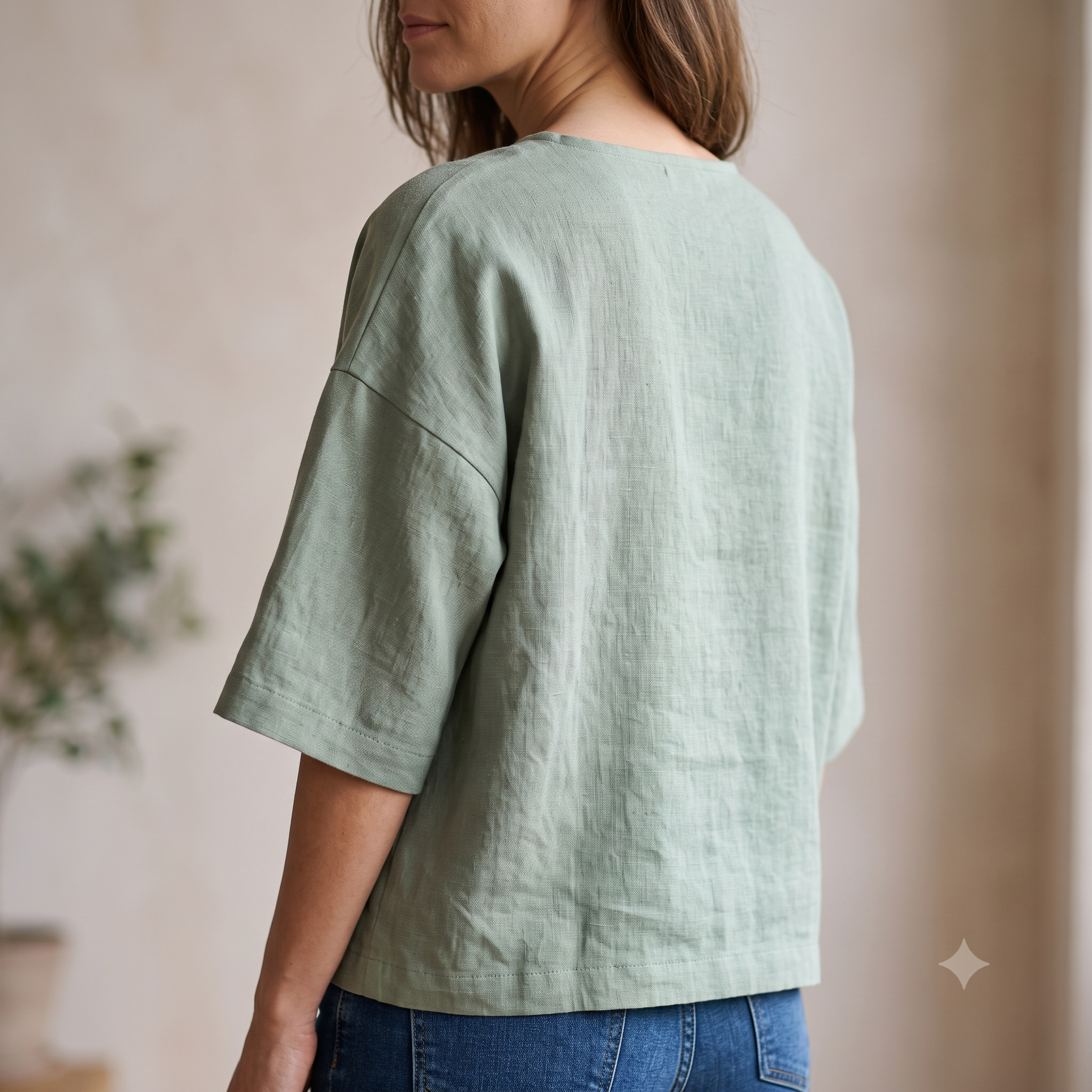 Linen Top Sewing Pattern PDF, Boxy Drop Shoulder Blouse, Easy Beginner Summer Top, Round Neck Loose Fit, XS-XXXL, Instant Download