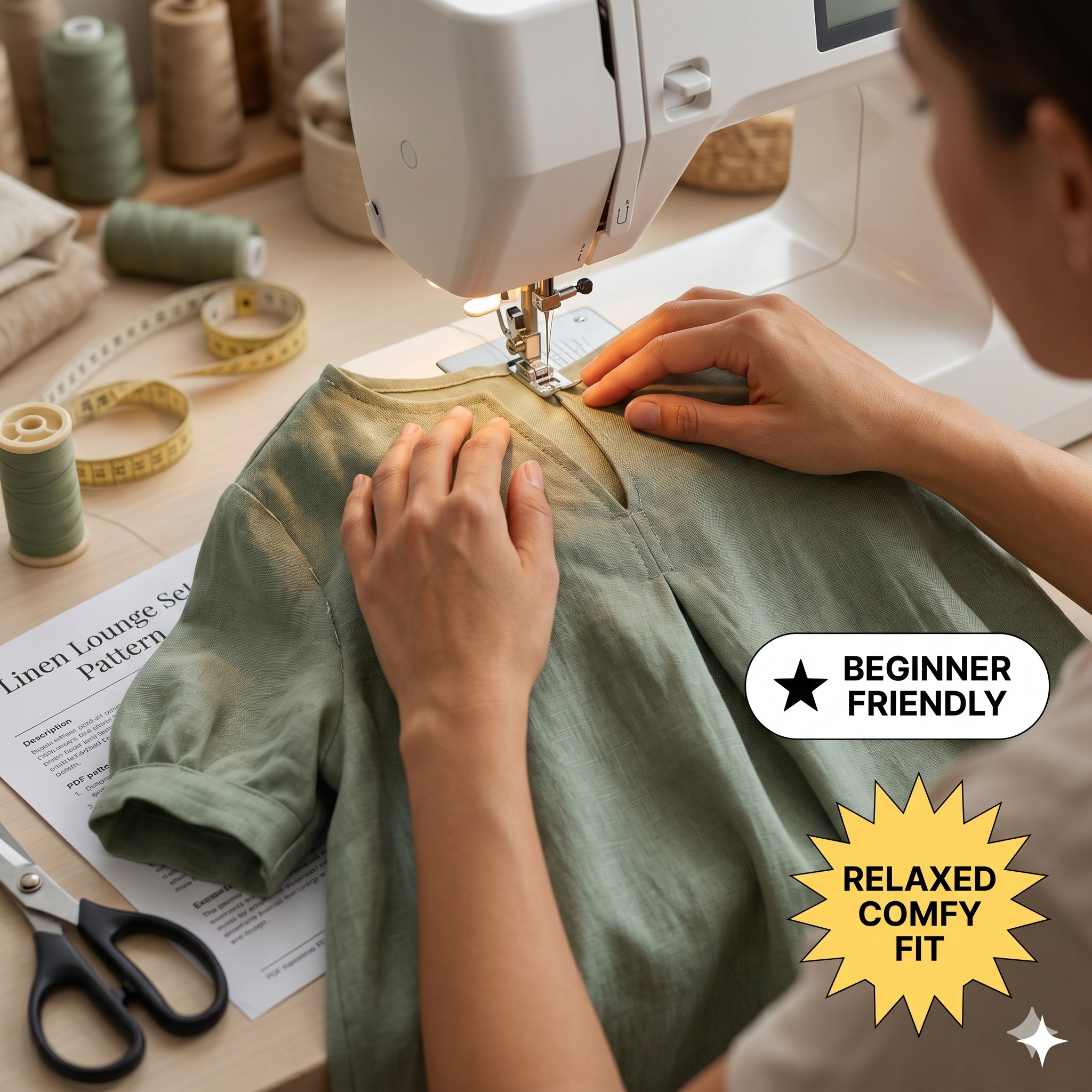 Linen Tunic & Tapered Pants Set – Instant Download PDF Sewing Pattern