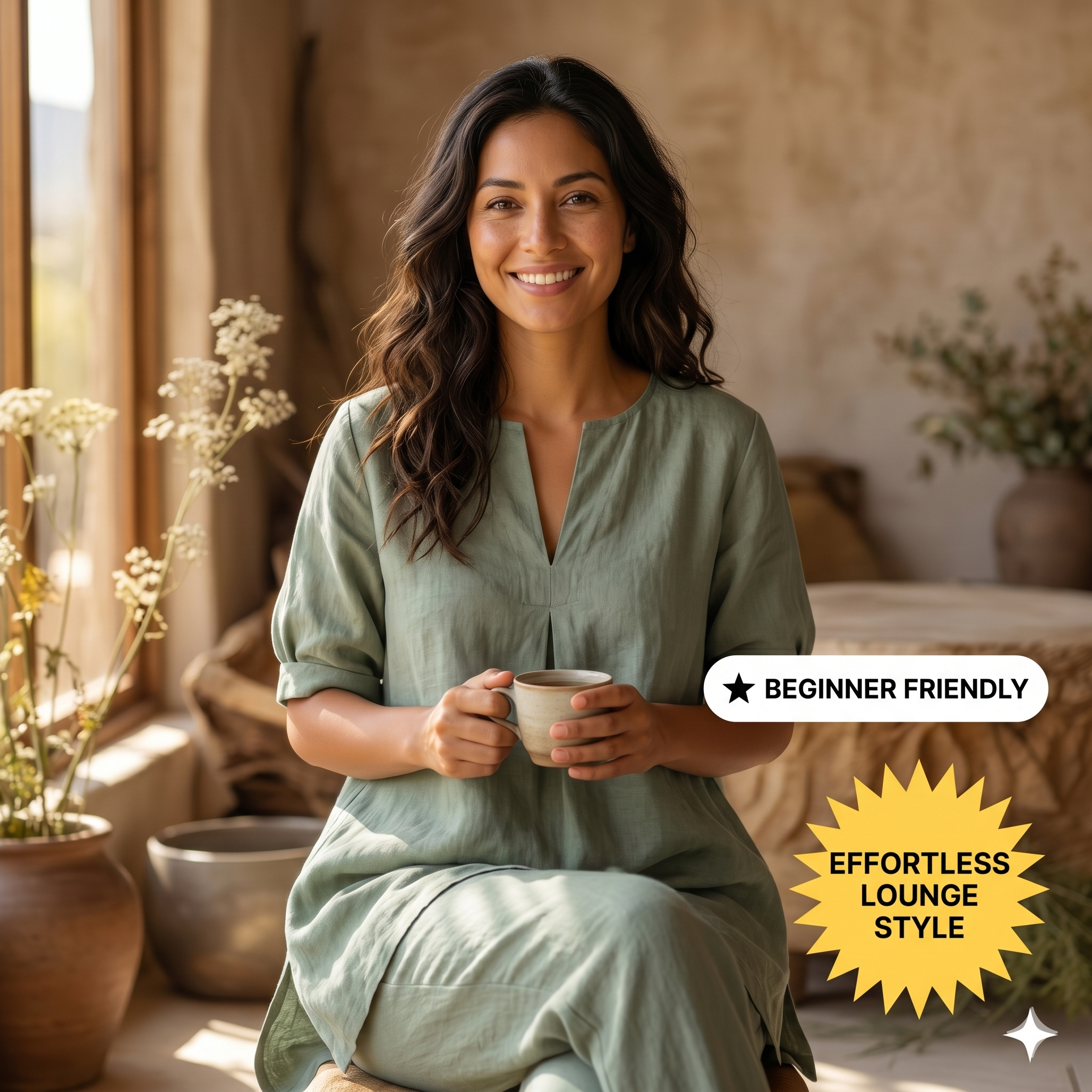 Linen Tunic & Tapered Pants Set – Instant Download PDF Sewing Pattern
