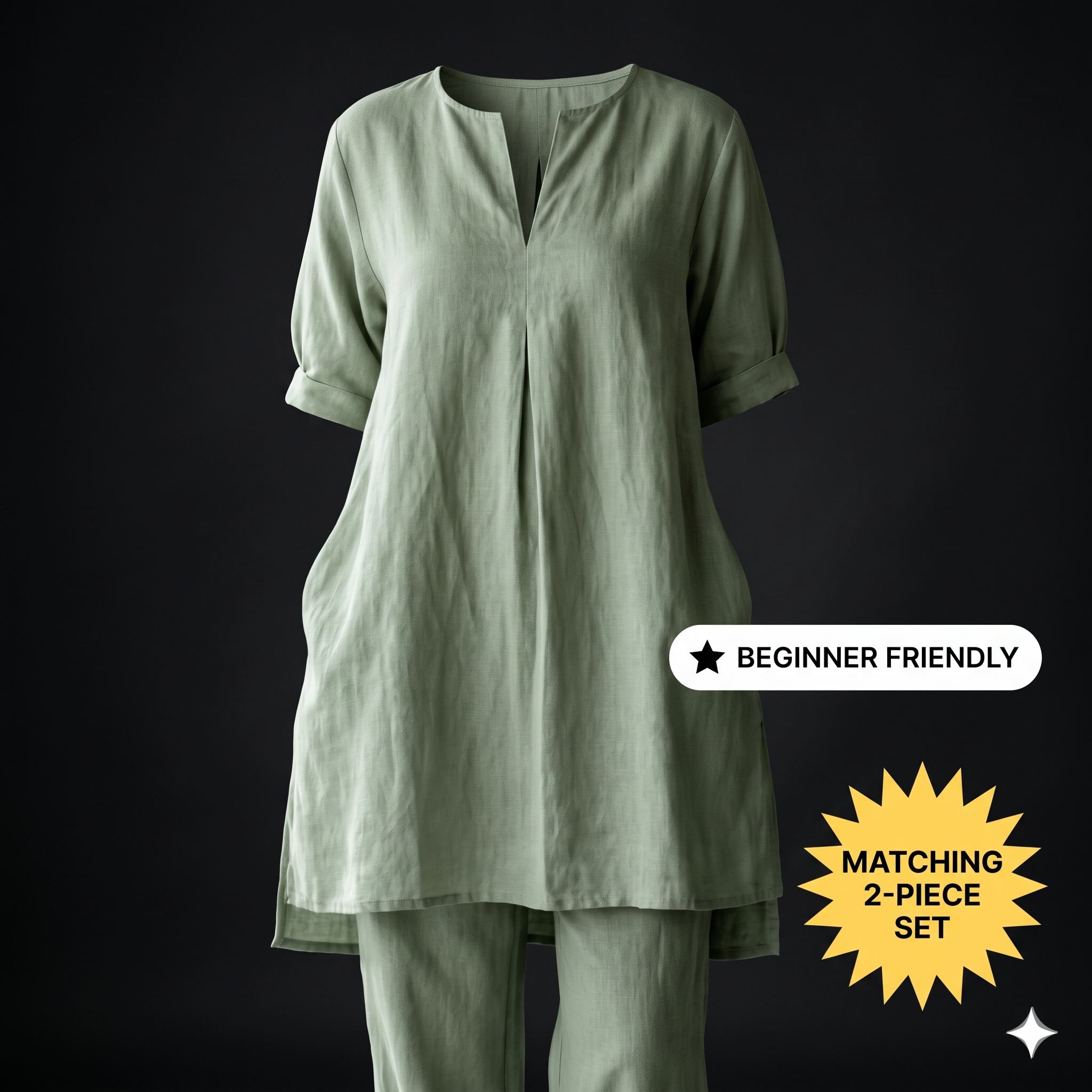 Linen Tunic & Tapered Pants Set – Instant Download PDF Sewing Pattern