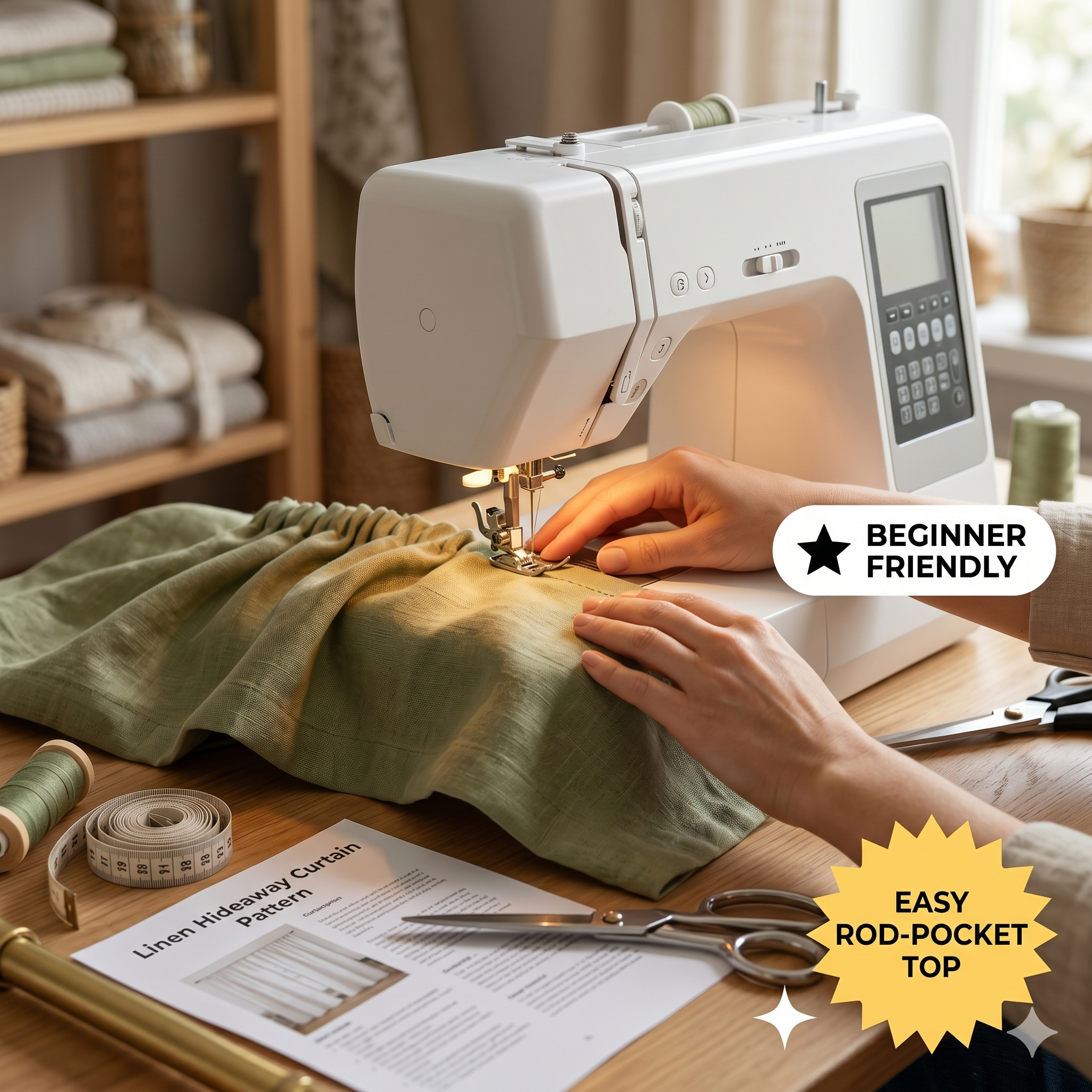 Linen Hideaway Curtain – Instant Download PDF Sewing Pattern