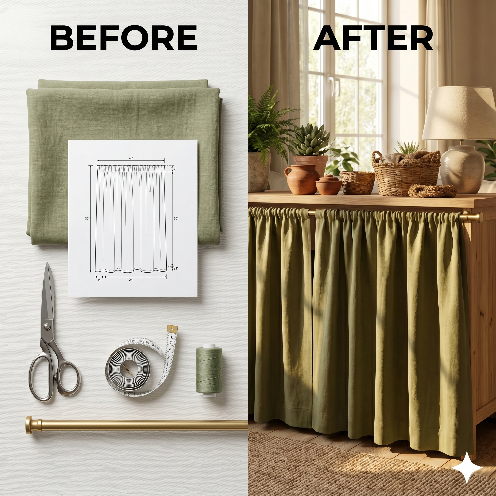 Linen Hideaway Curtain – Instant Download PDF Sewing Pattern
