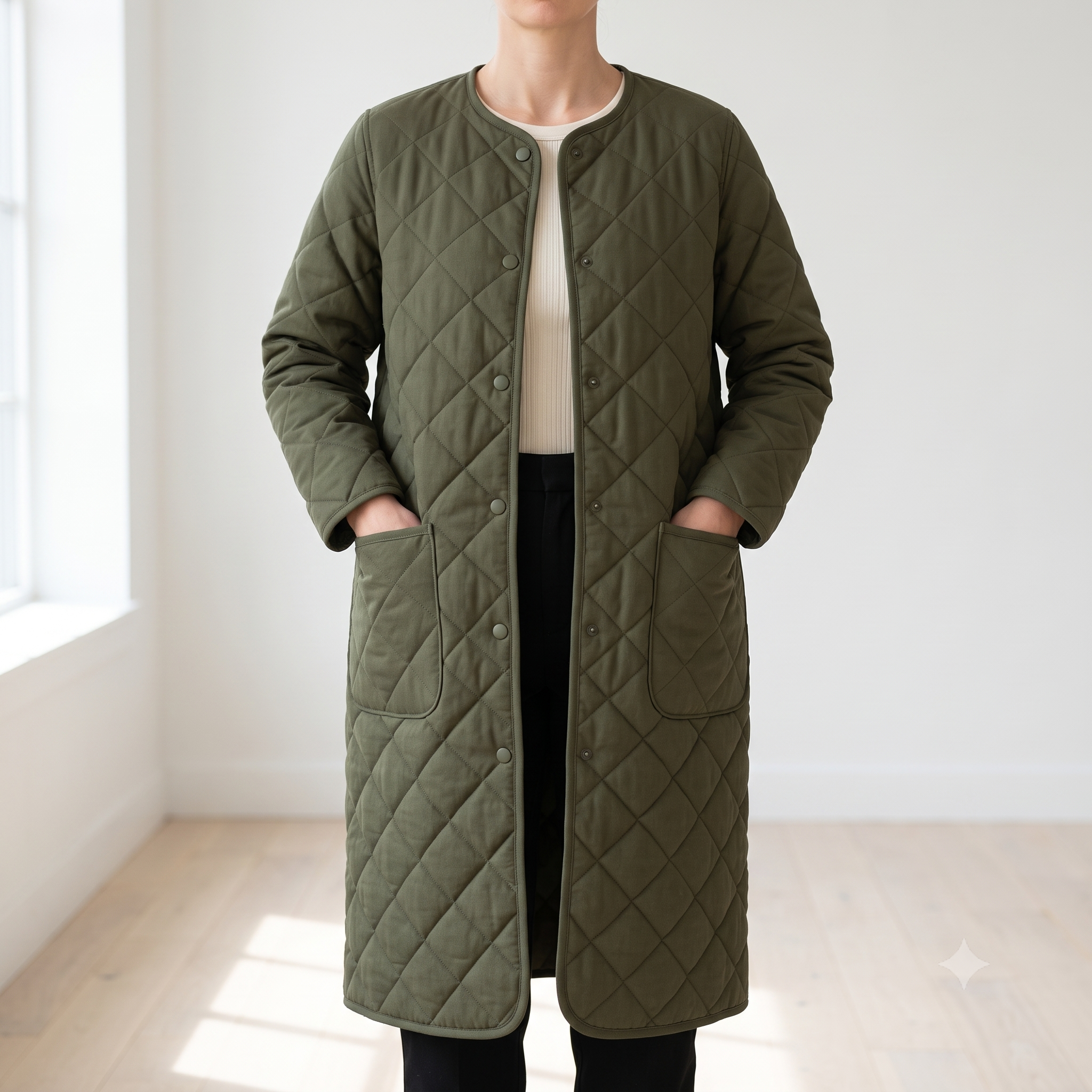Quilted Coat Sewing Pattern PDF | Long Oversized Coat with Patch Pockets | 2 Versions, XS to 4XL | Instant Download