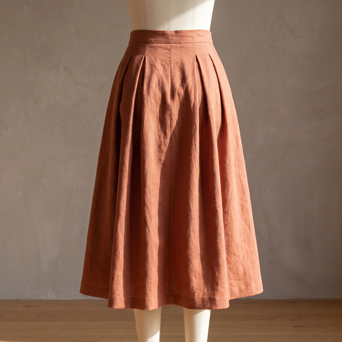 Pleated Midi Skirt PDF Sewing Pattern | Women's Linen Skirt with Pockets, XS-5XL | A0, A4, Letter