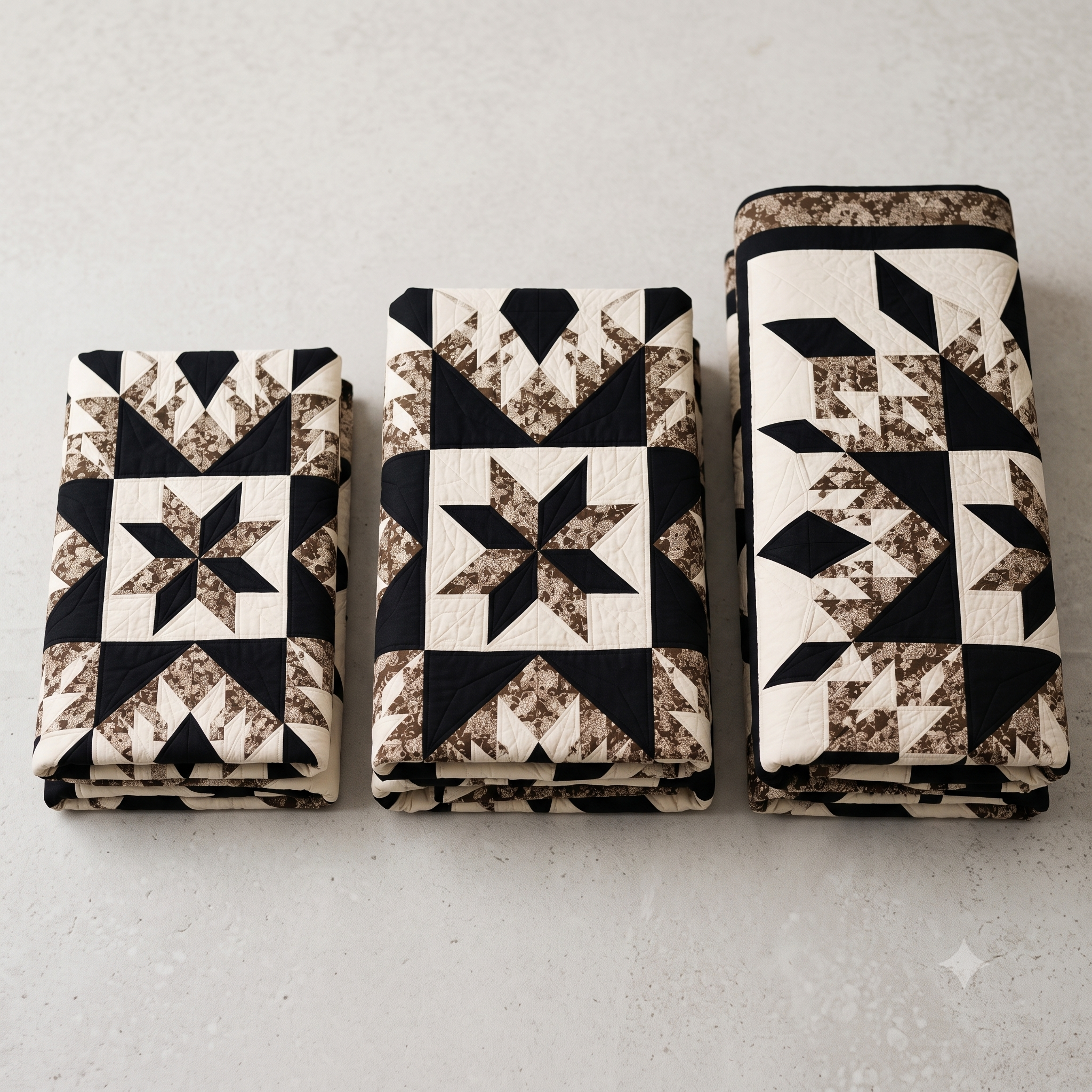 Midnight Starburst Quilt Pattern PDF | Full, Queen & King | Feathered Star Medallion Quilt | Black, Cream & Floral | Instant Download