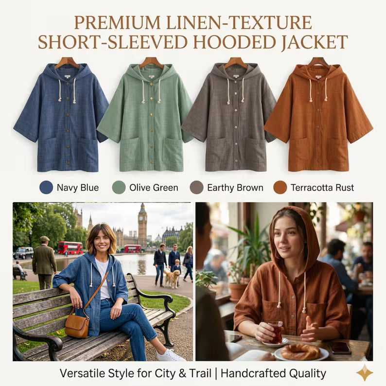 Hooded Jacket Sewing Pattern PDF, Linen Oversized Jacket Pattern, Minimalist Women Coat Pattern, DIY Sewing Pattern, Instant Download