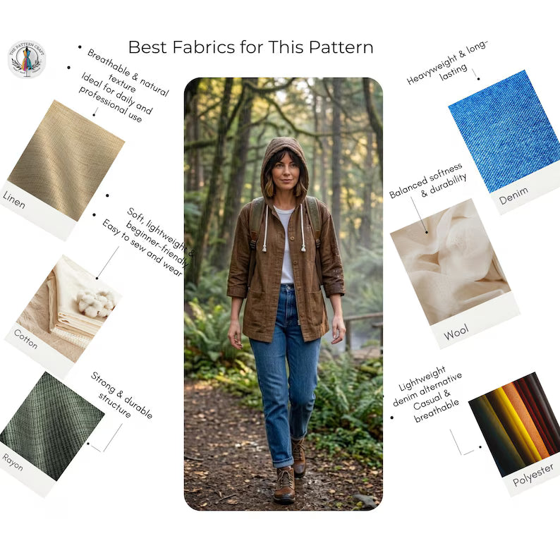Hooded Jacket Sewing Pattern PDF, Linen Oversized Jacket Pattern, Minimalist Women Coat Pattern, DIY Sewing Pattern, Instant Download