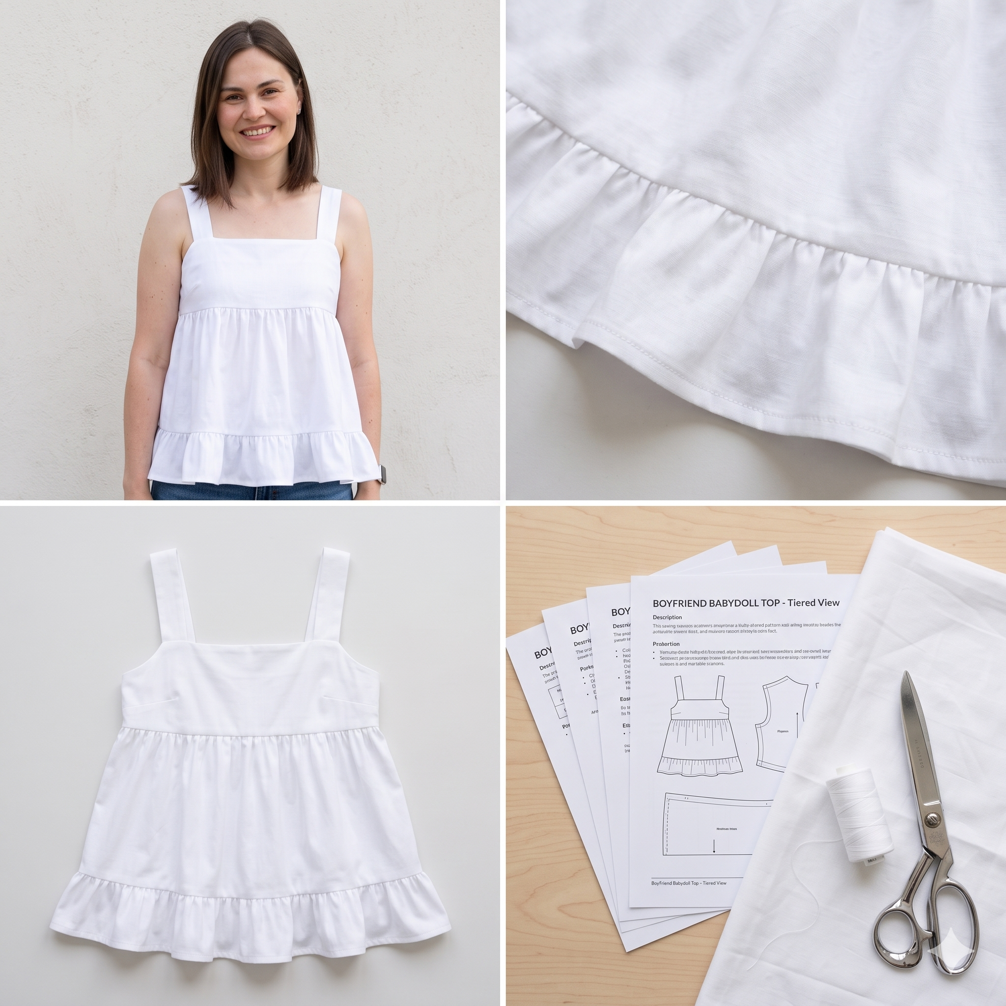 Mirage Tiered Babydoll Top — Sewing Pattern (PDF) | Boho Camisole Tank